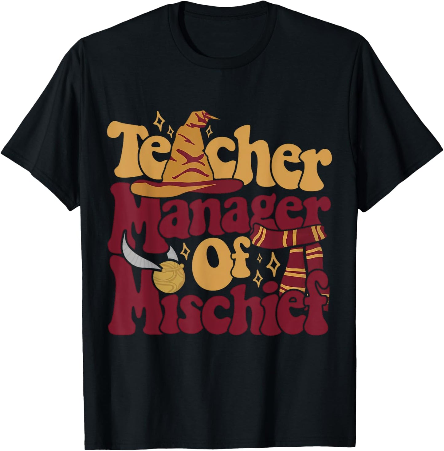 Magical Teacher Shirt Manager Of Mischief Teacher Gifts T-Shirt - T-Shirt | Black
