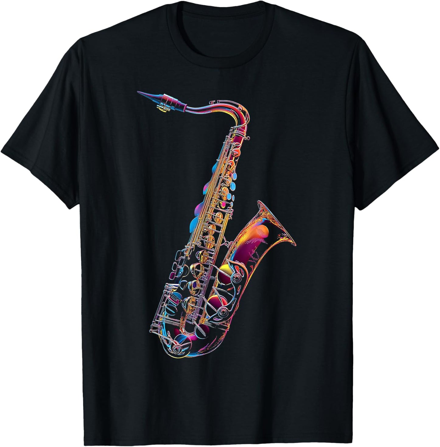 Saxophone Music Instrument Motif Illustration Saxophone T-Shirt - T-Shirt | Black