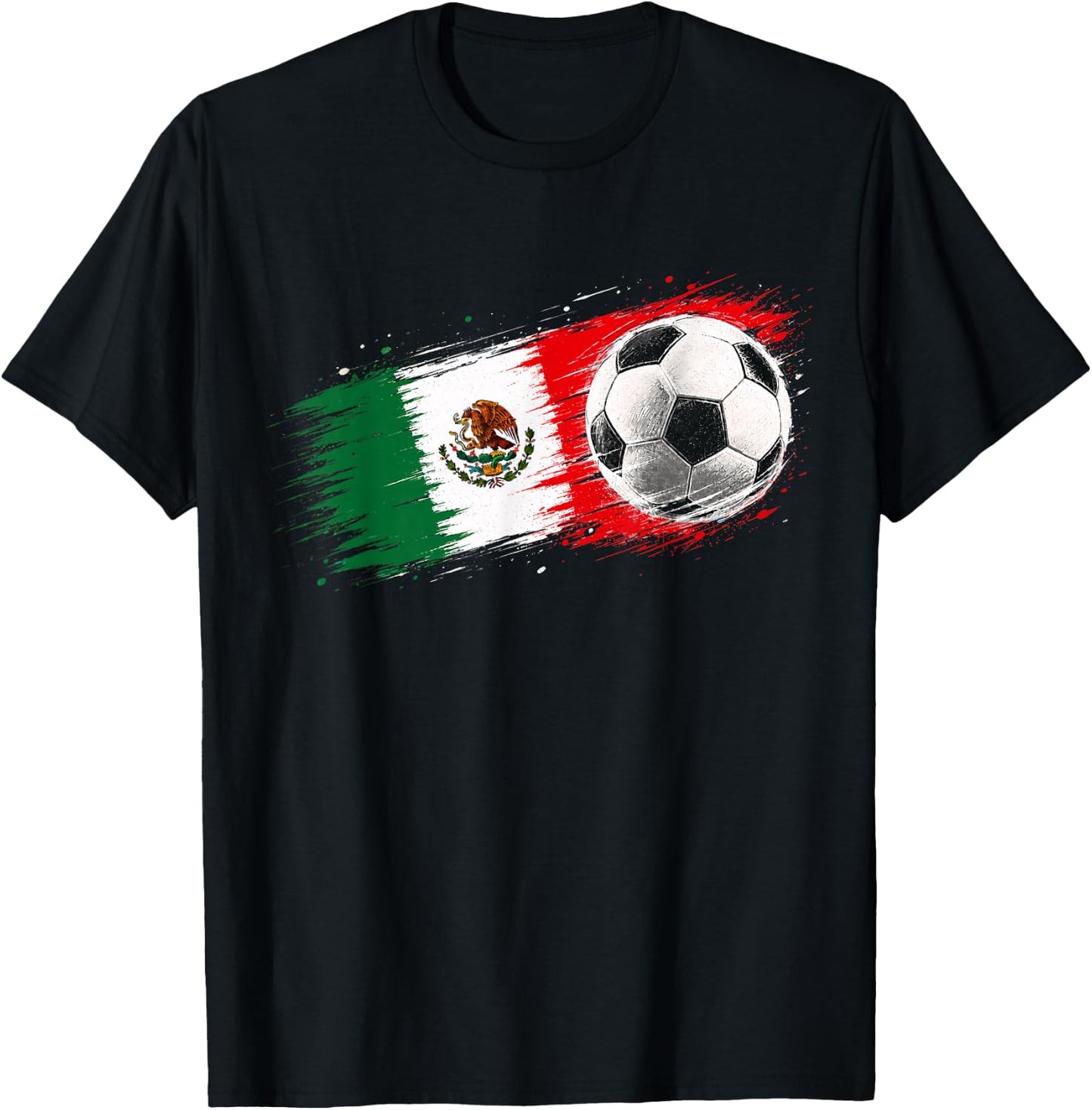 Mexico Soccer Ball Mexico Flag T-Shirt - T-Shirt | Black