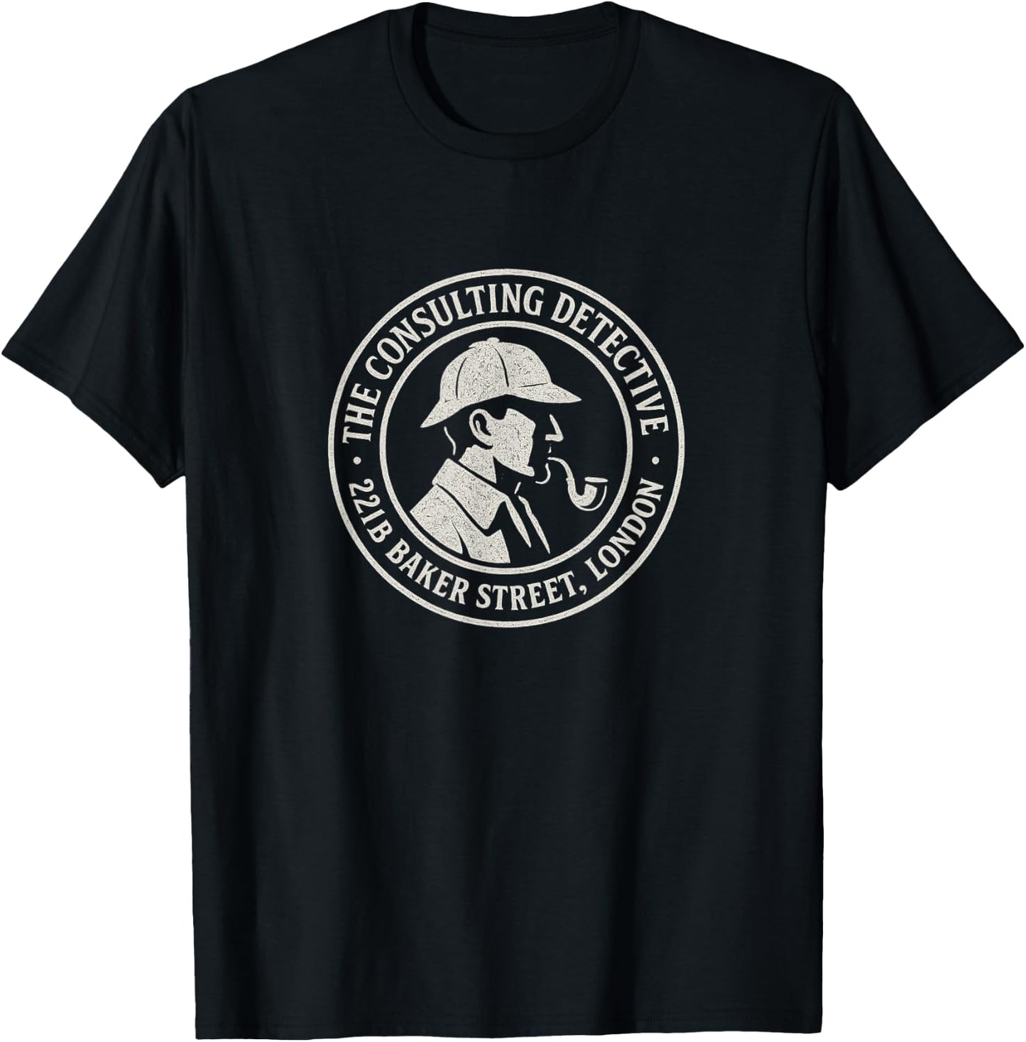 Sherlock Holmes Consulting Detective 221B Baker Street Badge T-Shirt - T-Shirt | Black
