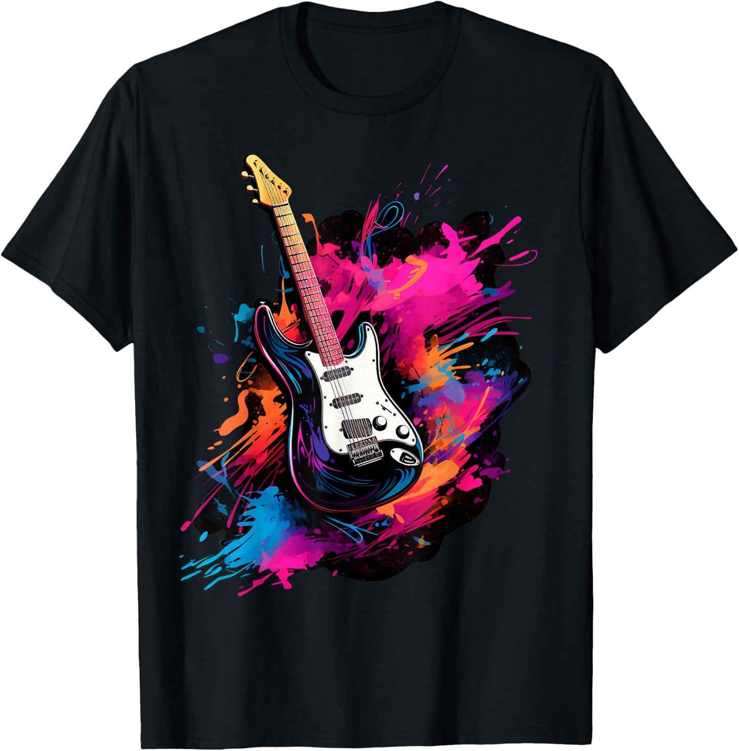 Electric Guitar , Women and Children, black T-Shirt - T-Shirt | Black