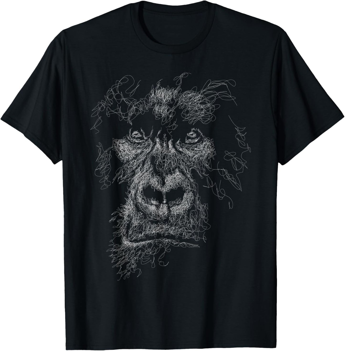 gorilla face scribble art head for lover Silverback animals T-Shirt - T-Shirt | Black
