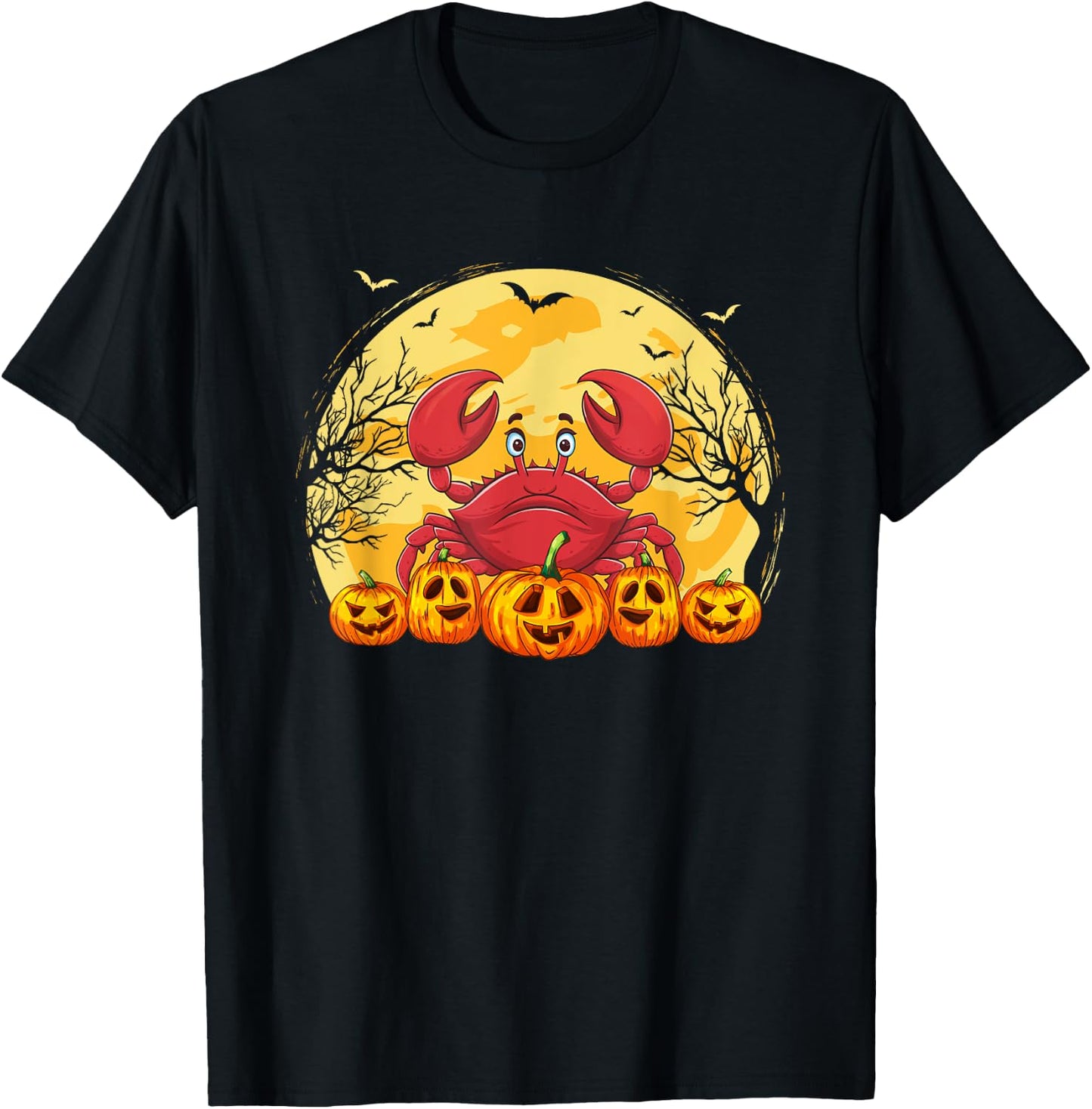 Funny Crab Pumpkins Halloween Costume Men Women Kids T-Shirt - T-Shirt | Black