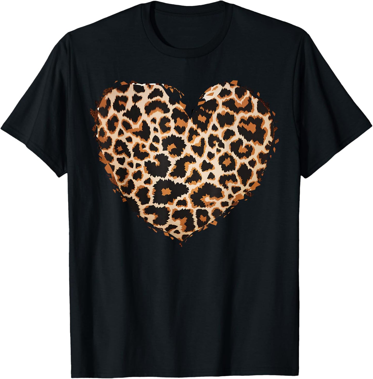 Cheetah Leopard Heart Girls Animal Print , black T-Shirt - T-Shirt | Black