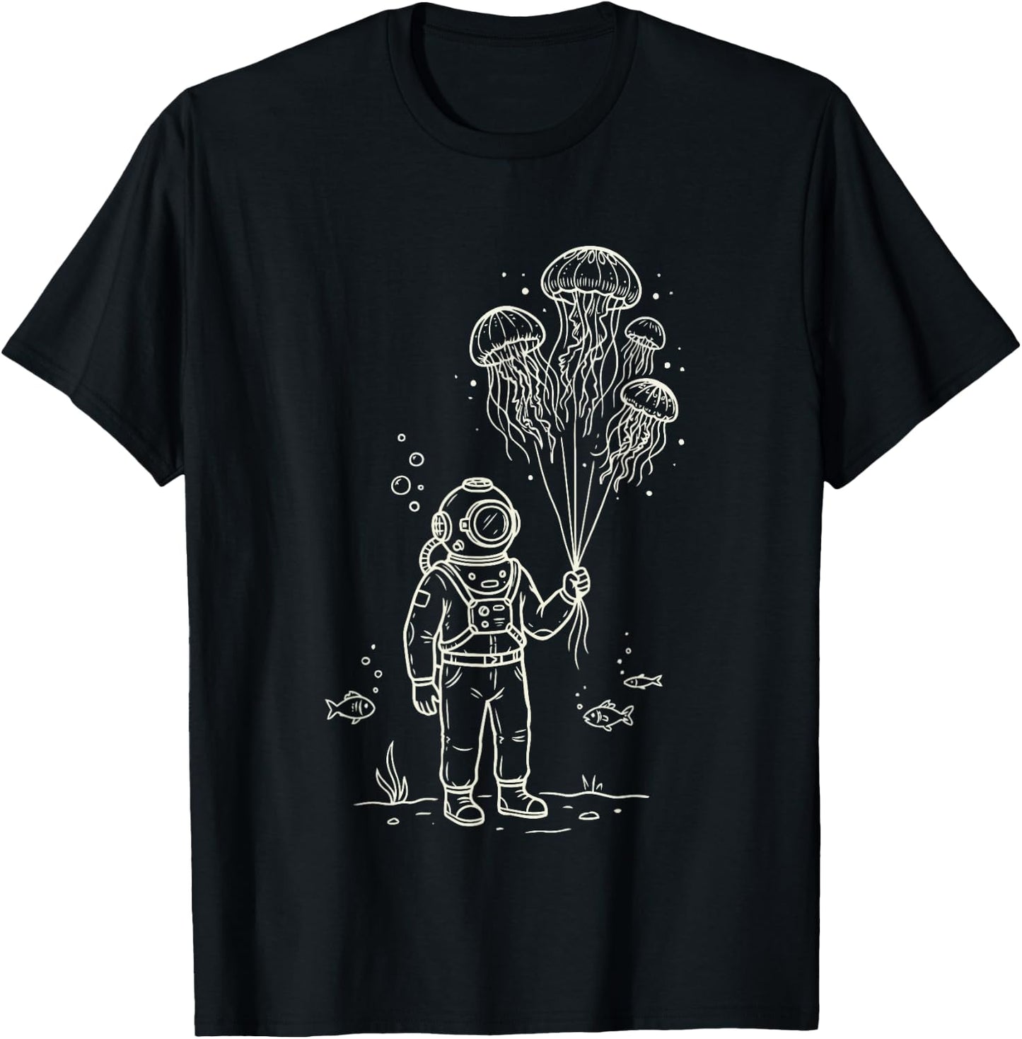 Surreal Ocean Aesthetic Deep Sea Diver T-Shirt - T-Shirt | Black