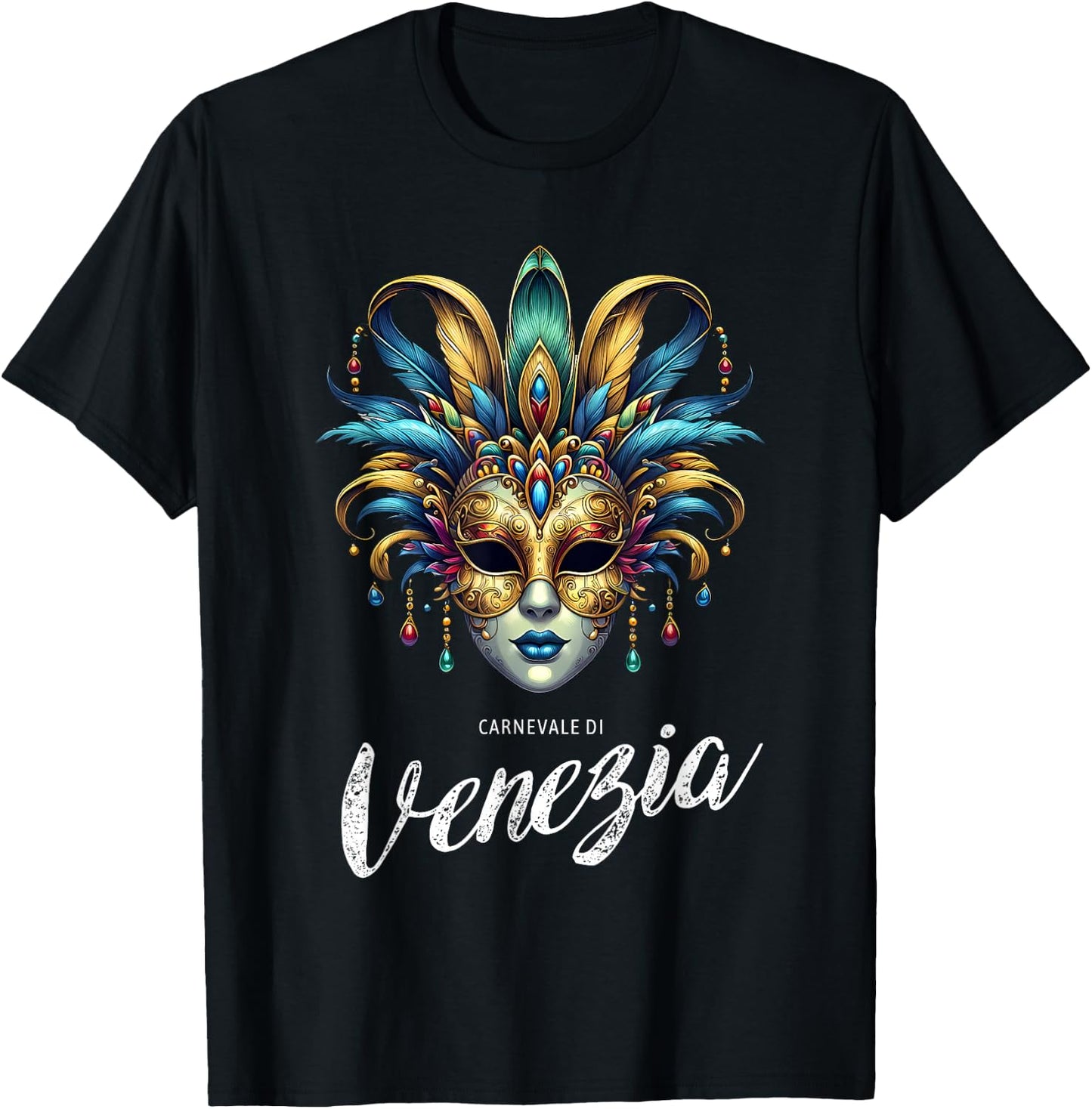 Carnevale di Venezia Traditional Mask Carnevale of Venice , Black, S T-Shirt - T-Shirt | Black