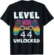 Level 44 Unlocked Funny Video Gamer 44th Birthday Gaming T-Shirt - T-Shirt | Black