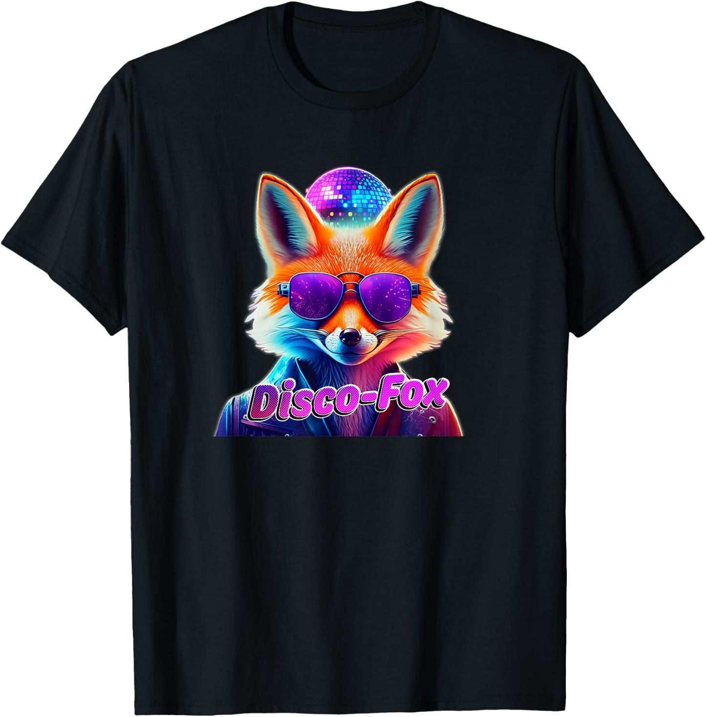 Disco-Fox 80s Funny Fox Colourful Party Funky Gift , black T-Shirt - T-Shirt | Black