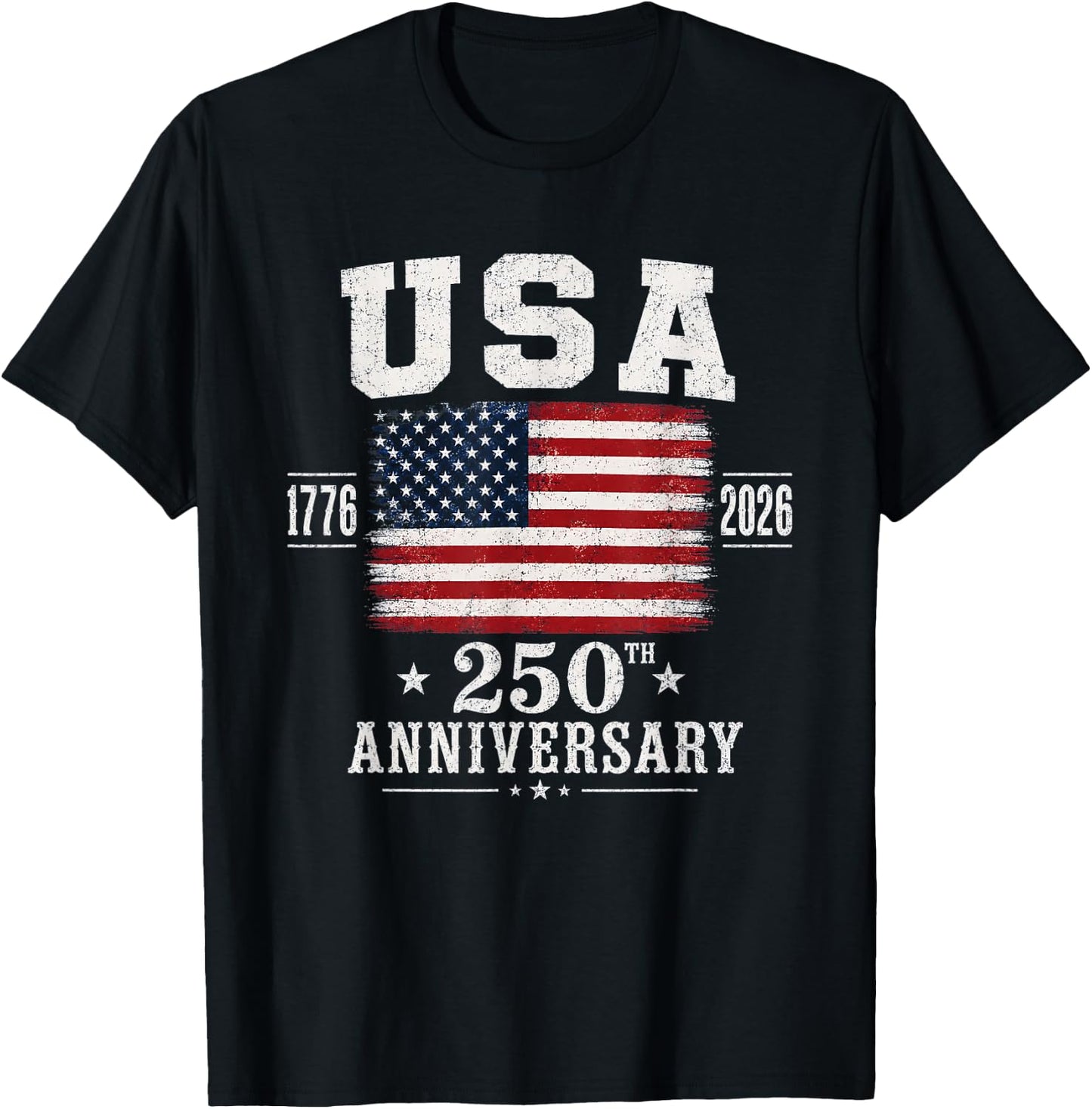 4th of July America US Flag Patriotic 250th Anniversary USA T-Shirt - T-Shirt | Black