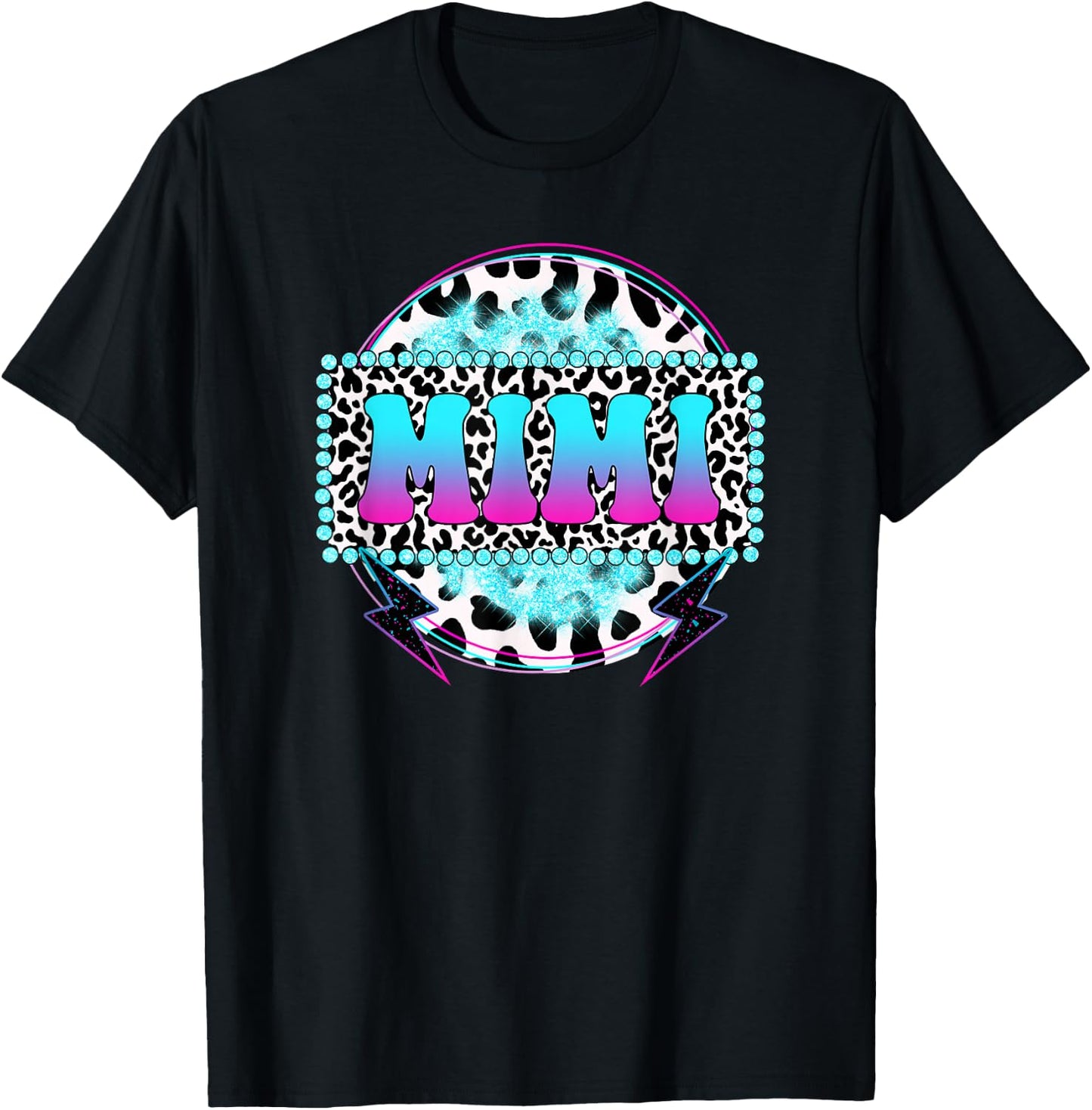 Groovy Mimi Cow Print Pattern Grandma Mother's Day T-Shirt - T-Shirt | Black