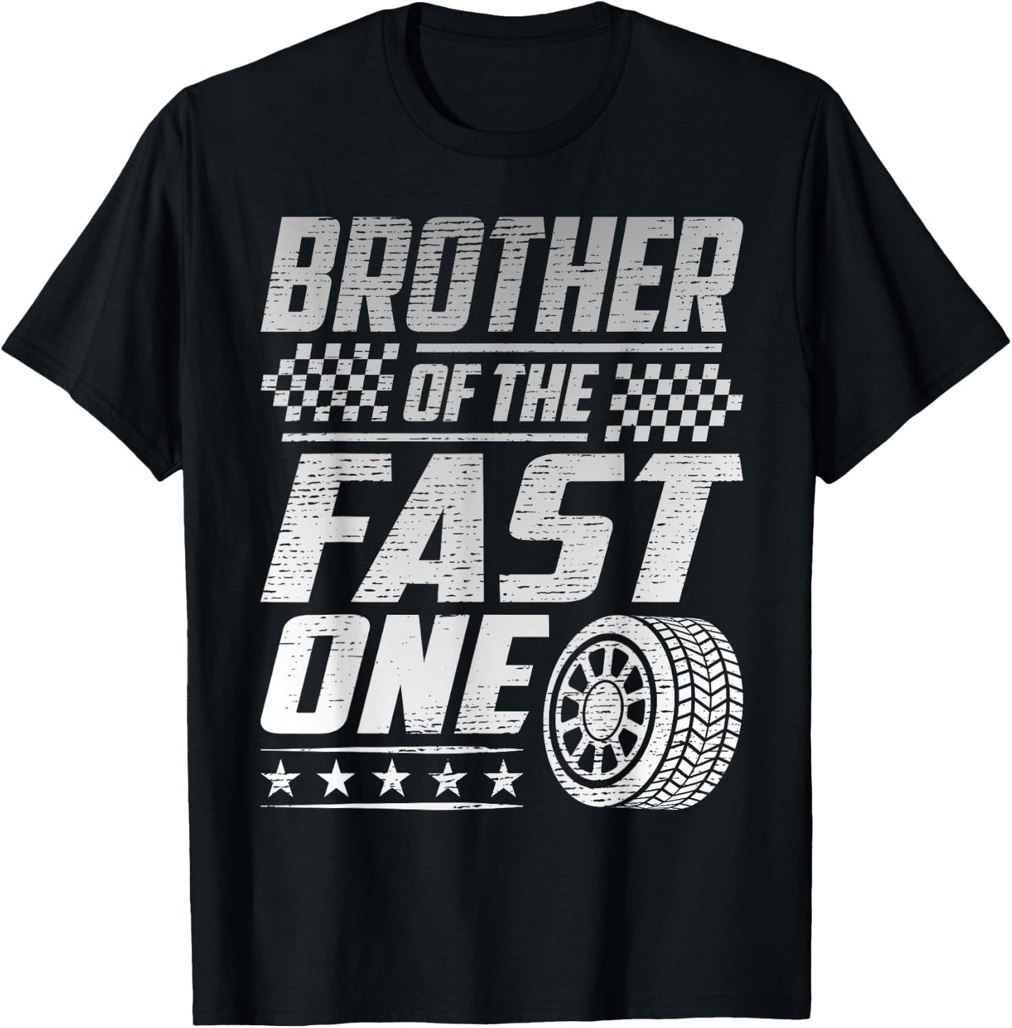 Brother Of The Fast One First Birthday Racing Car Family T-Shirt - T-Shirt | Black