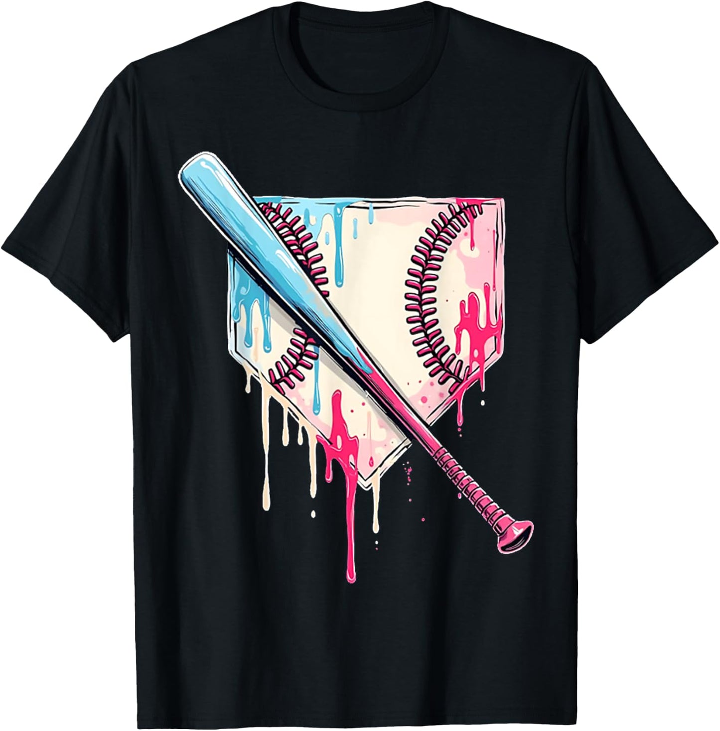 Cool Sport Baseball Home Plate Drip With Sprinkles Drip T-Shirt - T-Shirt | Black
