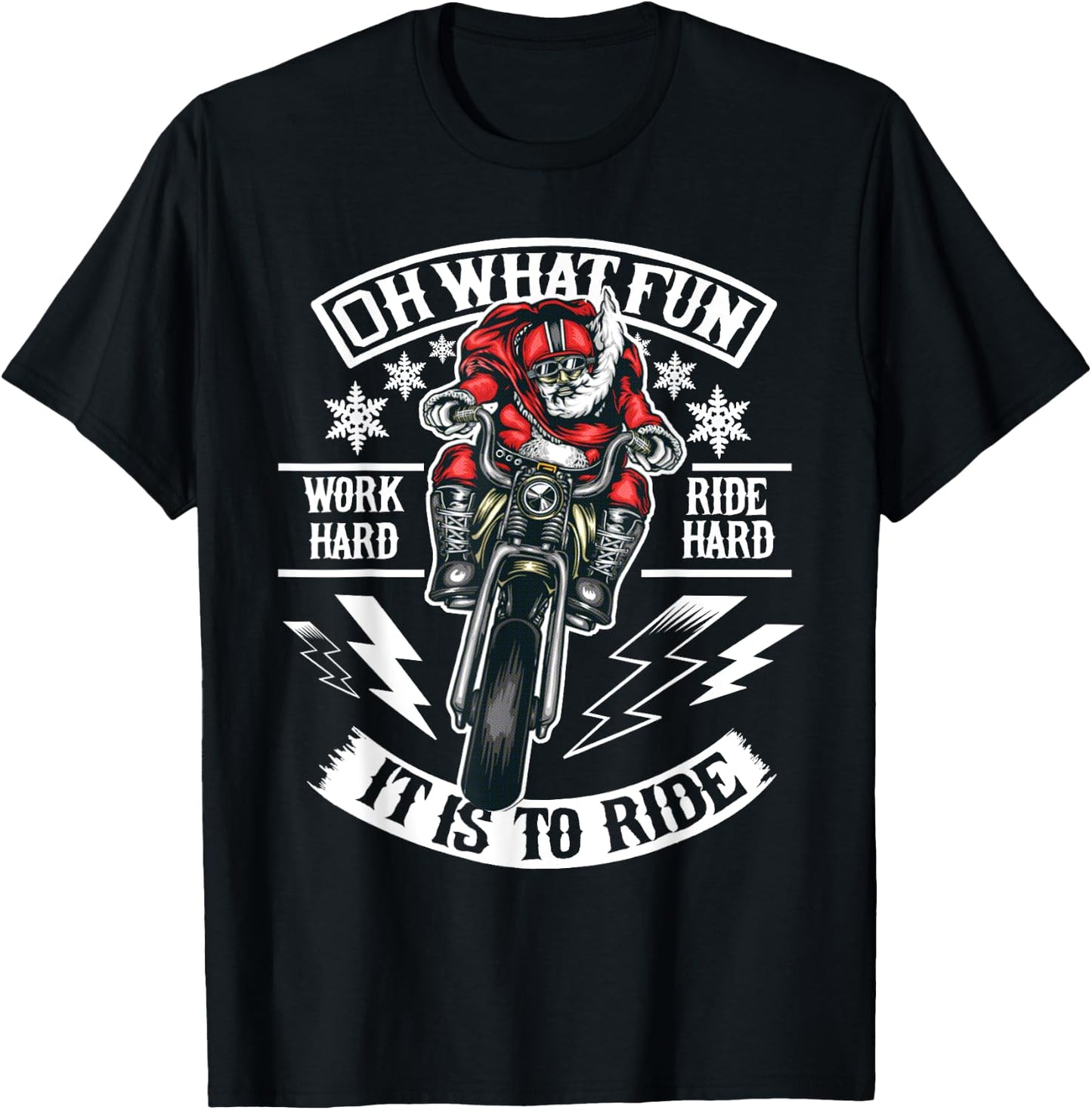 Christmas Motorcycle Santa Biker T-Shirt - T-Shirt | Black