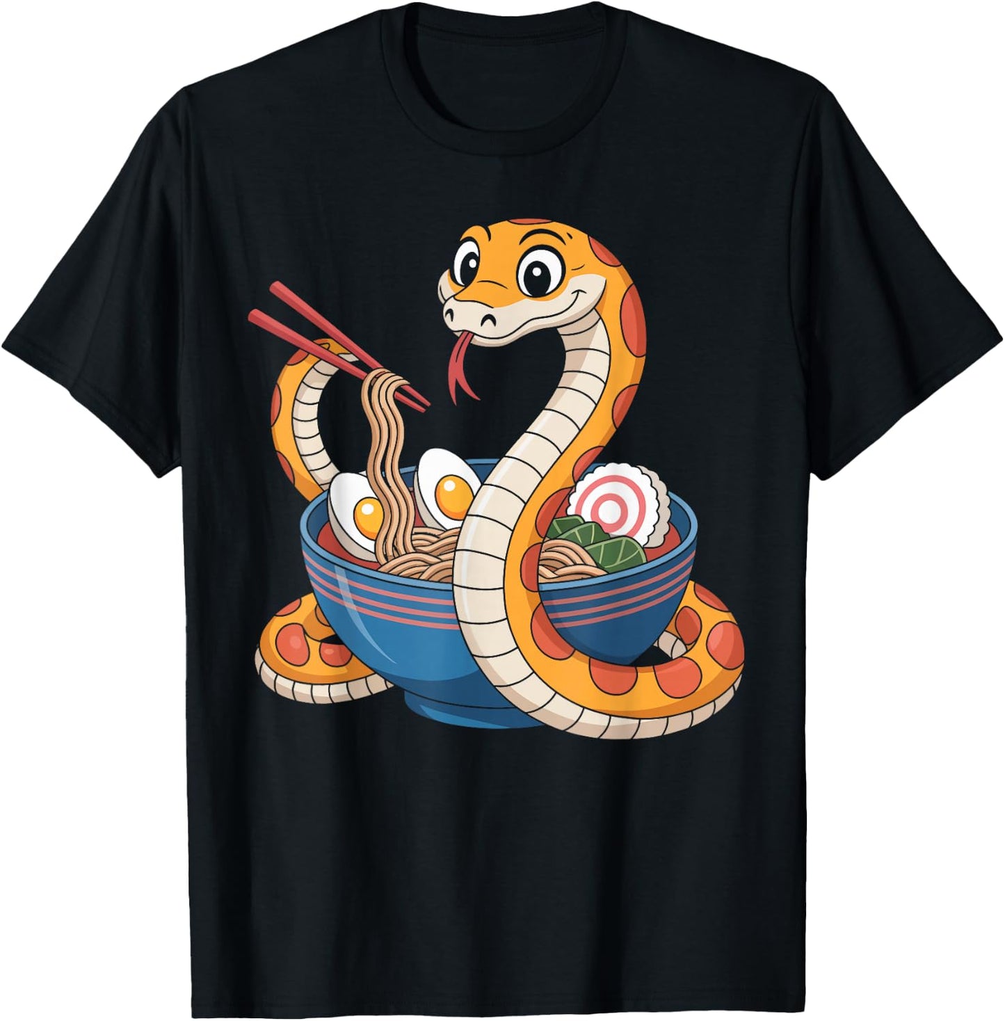 Funny Ramen Snake Noodle Lover Kawaii Food Gifts for Kids T-Shirt - T-Shirt | Black
