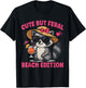 Cute But Feral Beach Edition Raccoon T-Shirt - T-Shirt | Black