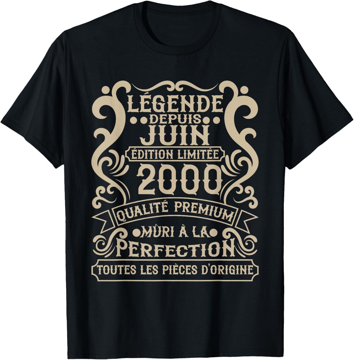 June 2000 - 25 Years Anniversary Gift Vintage 2000 T-Shirt - T-Shirt | Black