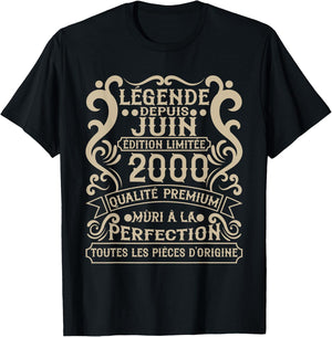 June 2000 - 25 Years Anniversary Gift Vintage 2000 T-Shirt - T-Shirt | Black