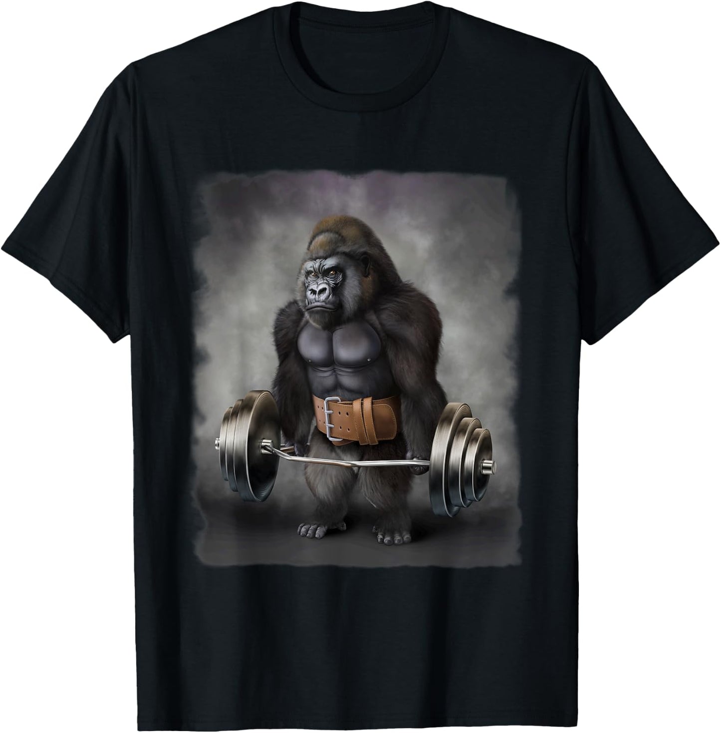 Gorilla Muscle Training with Barbell Shrug Bar Fitness Gym T-Shirt - T-Shirt | Black