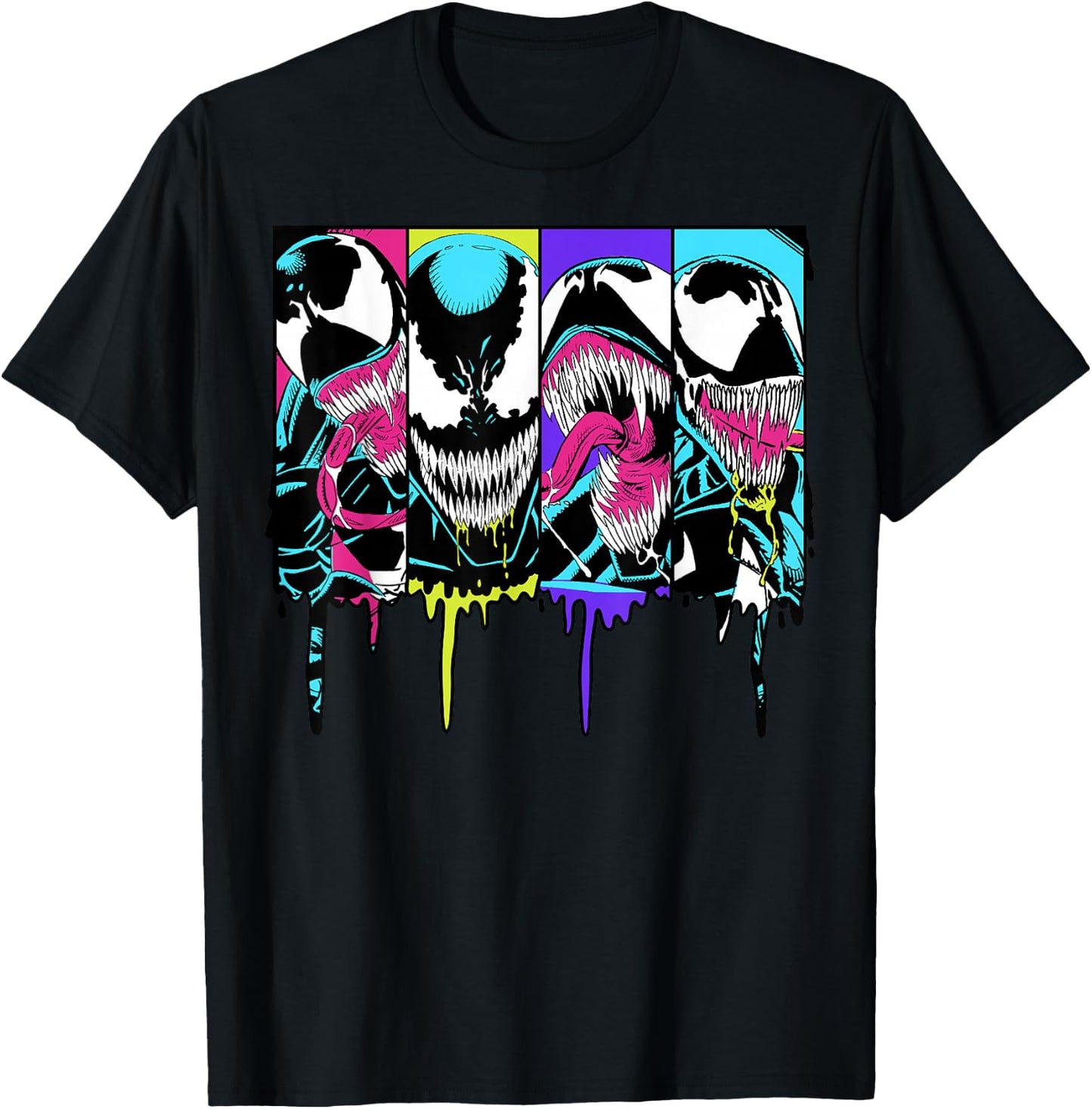 Marvel Venom Colorful Dripping Comic Panel Small T-Shirt - T-Shirt | Black