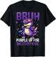 Bruh Purple Up for Military Kids Military Child Dinosaur T-Shirt - T-Shirt | Black