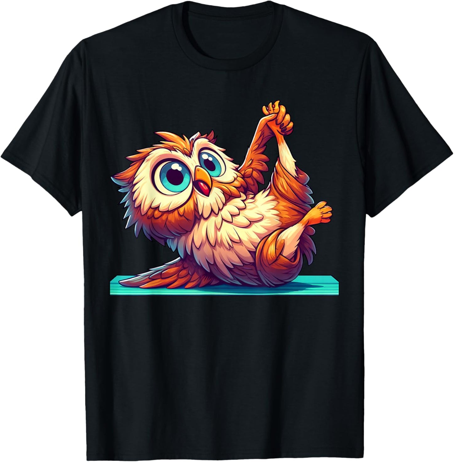 Cartoon Owl Yoga Owl Gymnastics Fitness Workout T-Shirt - T-Shirt | Black