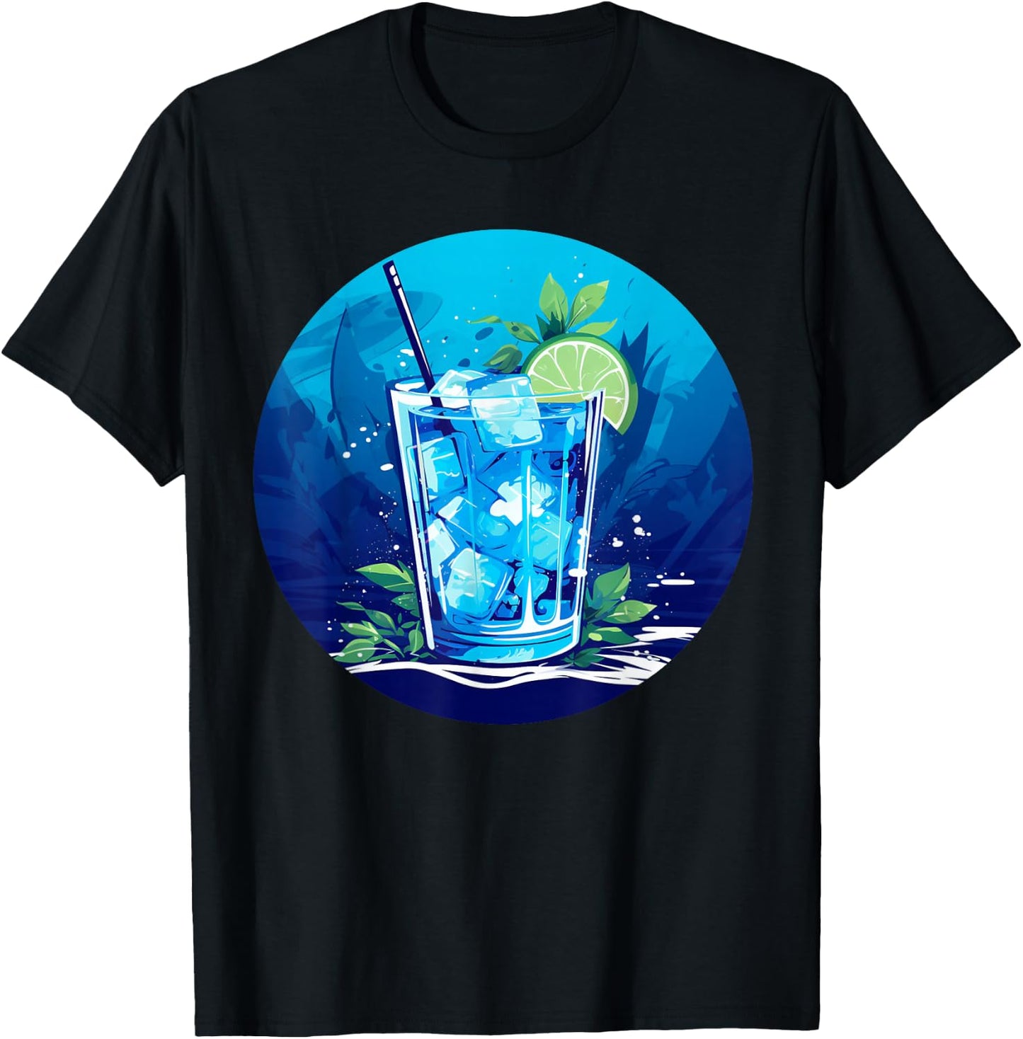 Cool Classic Blue Cocktail Costume , black T-Shirt - T-Shirt | Black