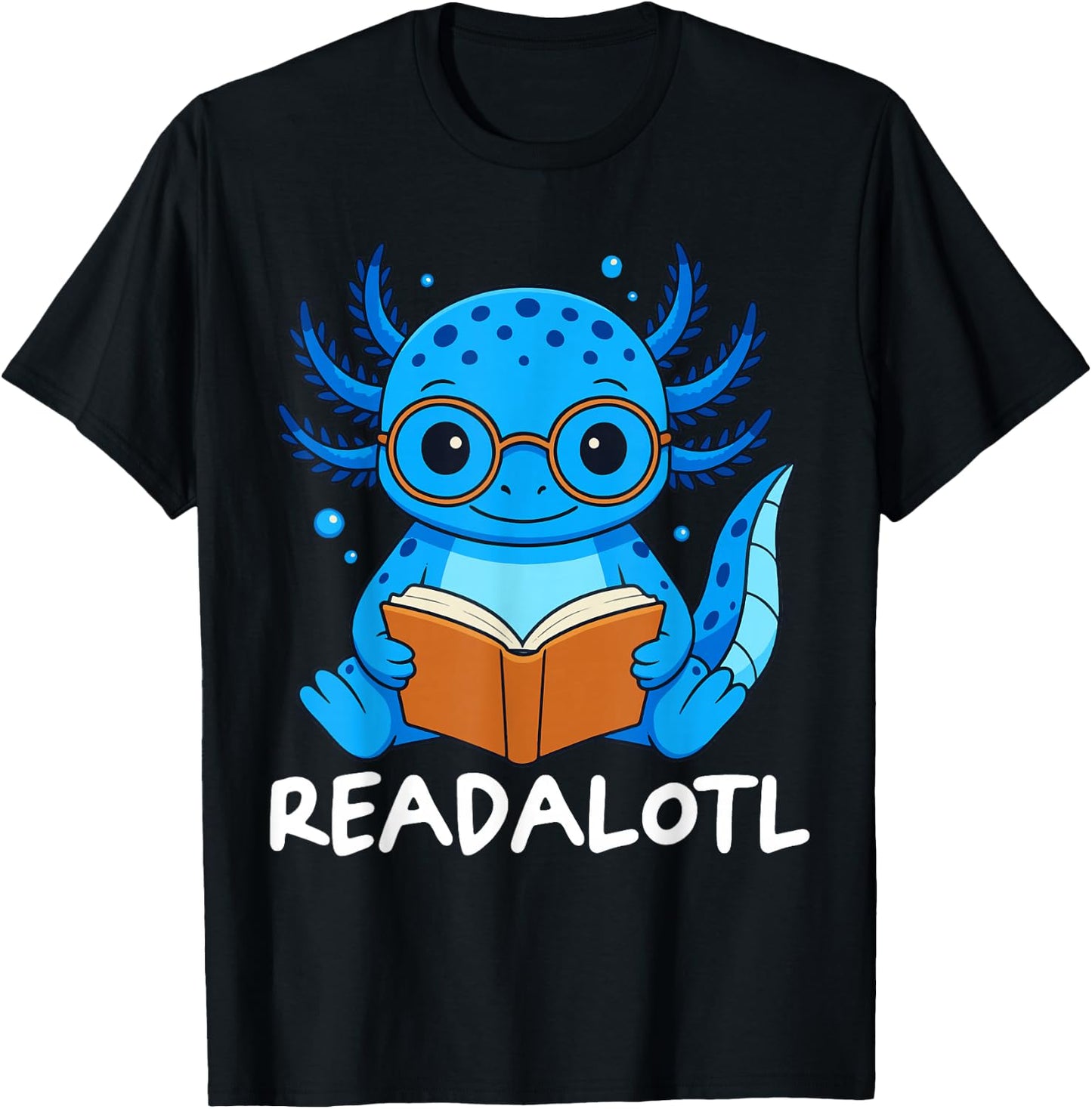 Readalotl Axolotl Reading T-Shirt - T-Shirt | Black