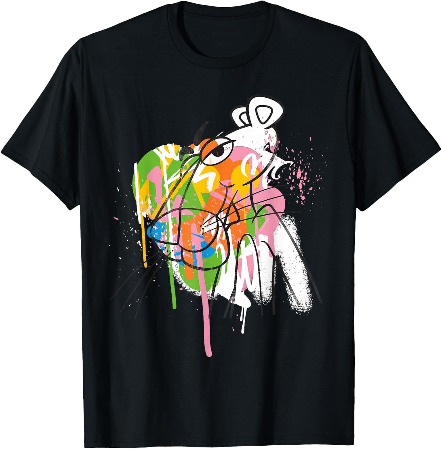 Pink Panther Graffiti Black Line Art T-Shirt - T-Shirt | Black