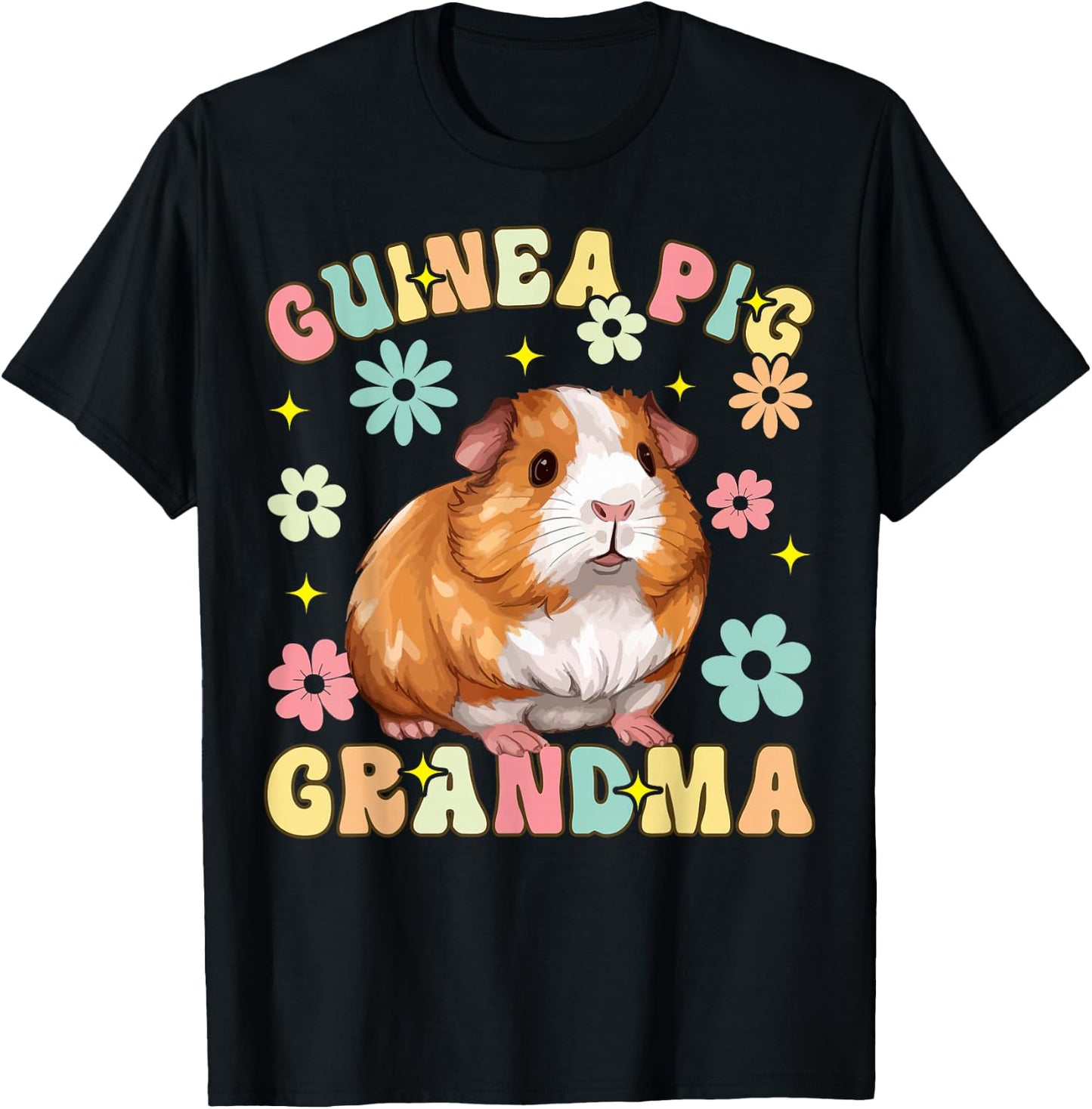 Guinea Pig Grandma Groovy Guinea Pig T-Shirt - T-Shirt | Black