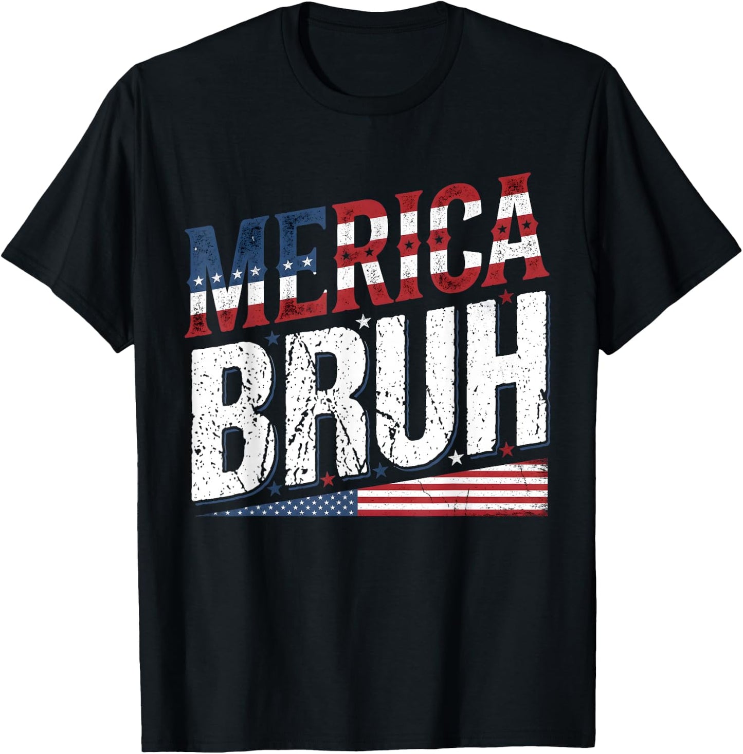 Merica Bruh 4th of July USA American Men Women T-Shirt - T-Shirt | Black
