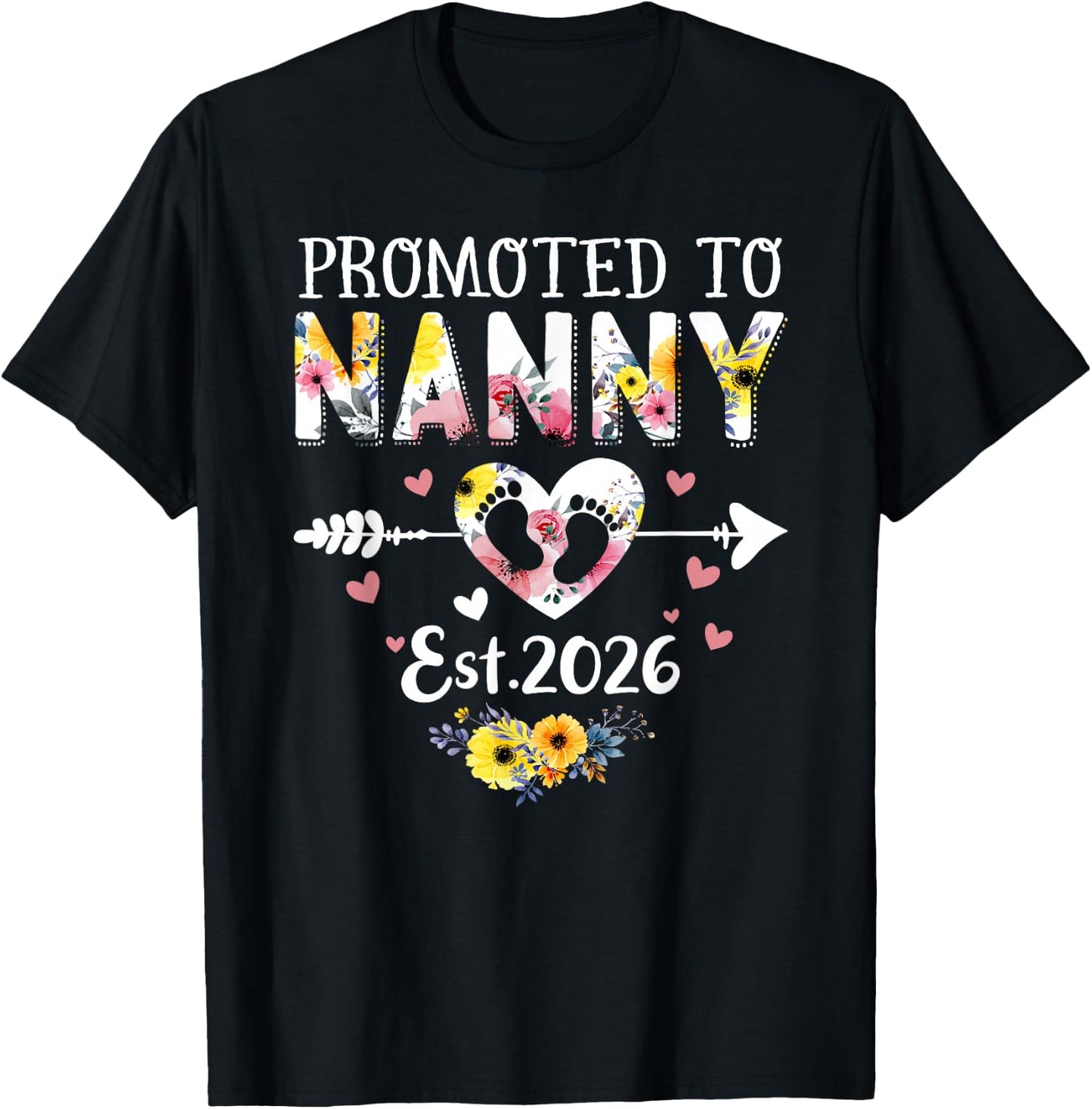 Promoted to Nanny 2026 First Time New Grandma Pregnancy T-Shirt - T-Shirt | Black