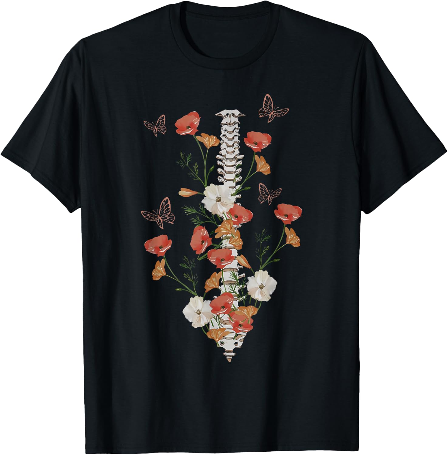 Wildflower Spine Surgeon Chiropractor Radiology Xray Tech T-Shirt - T-Shirt | Black