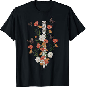 Wildflower Spine Surgeon Chiropractor Radiology Xray Tech T-Shirt - T-Shirt | Black