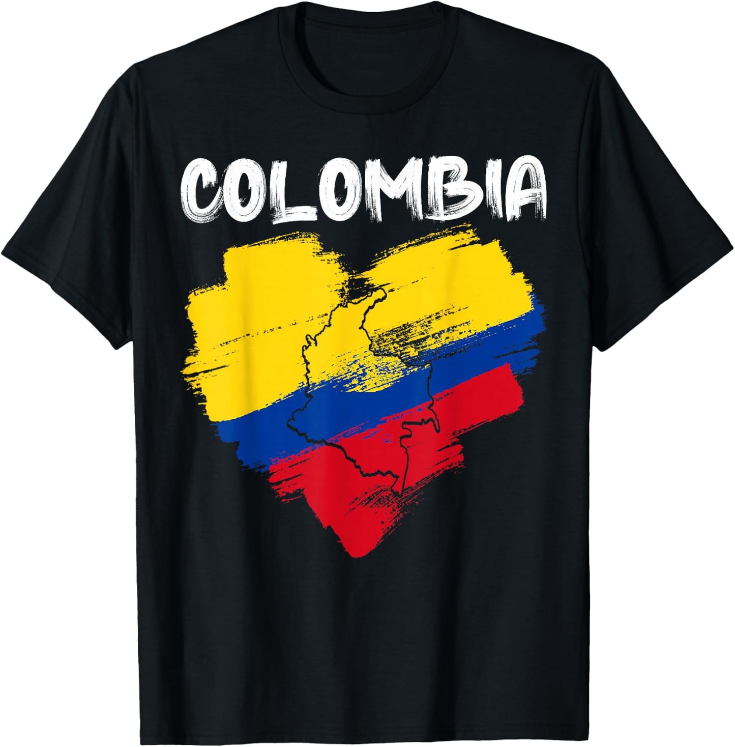 Colombia Pride Hispanic Heritage Month Colombian Flag Heart T-Shirt - T-Shirt | Black