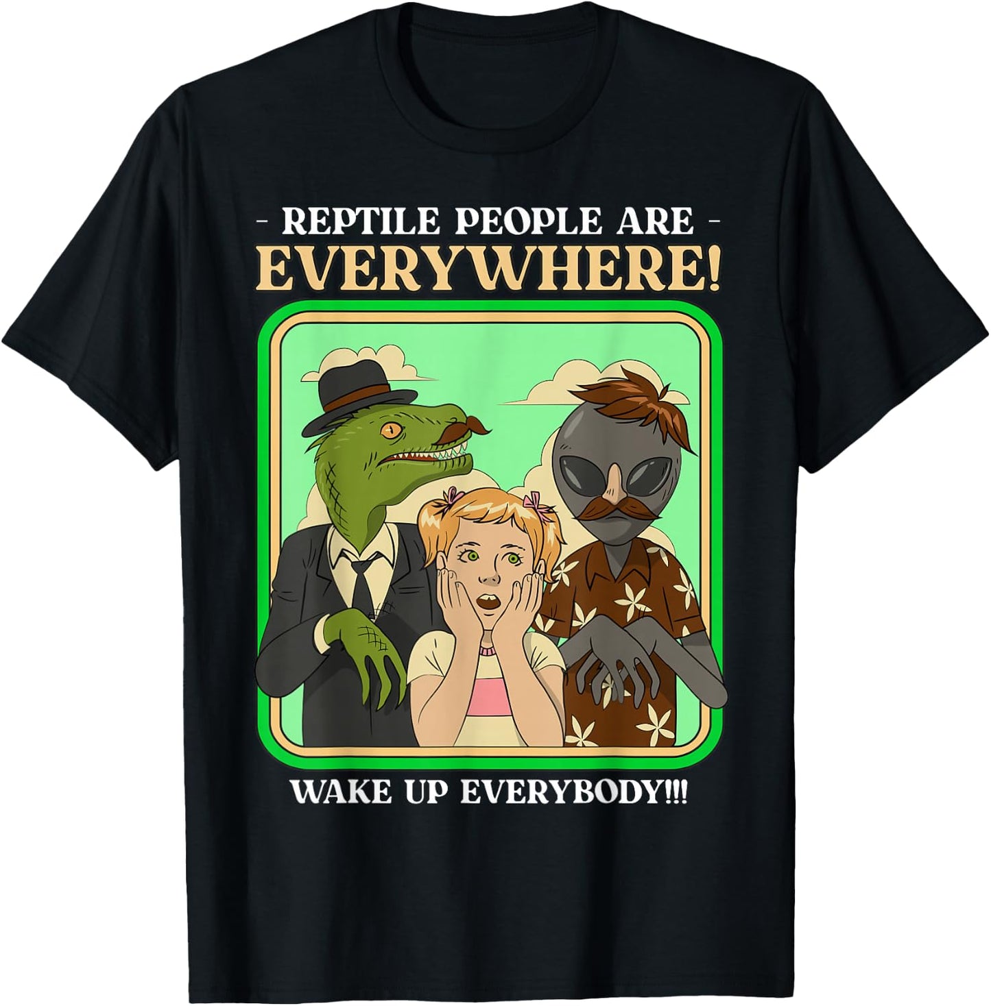 Reptiloid Conspiracy Theorist Gifts - Lizard People T-Shirt - T-Shirt | Black