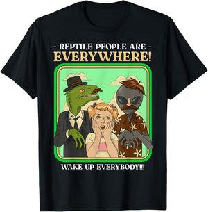 Reptiloid Conspiracy Theorist Gifts - Lizard People T-Shirt - T-Shirt | Black
