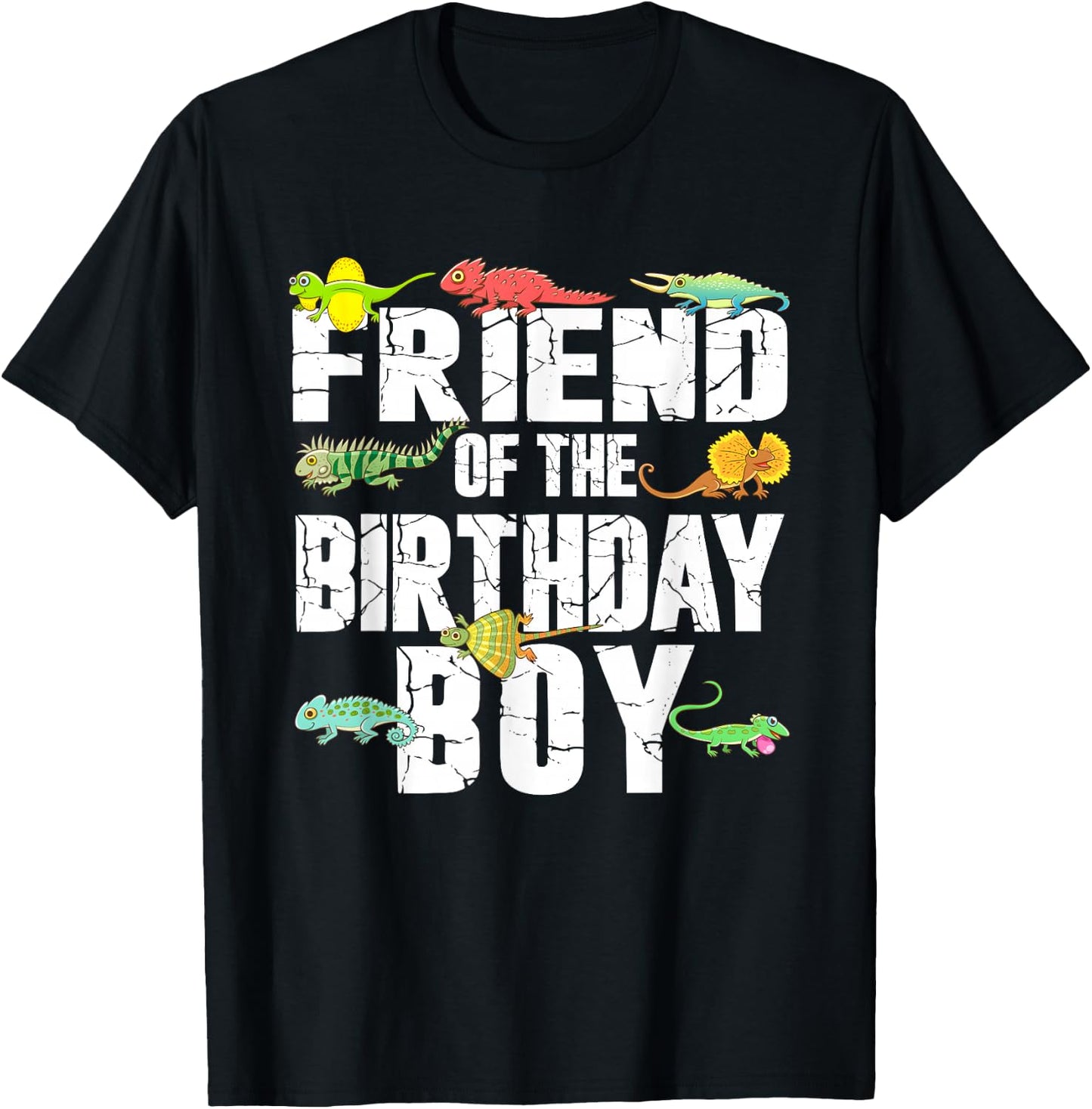 Friend of The Birthday Boy Reptiles Lizard Themed Party T-Shirt - T-Shirt | Black
