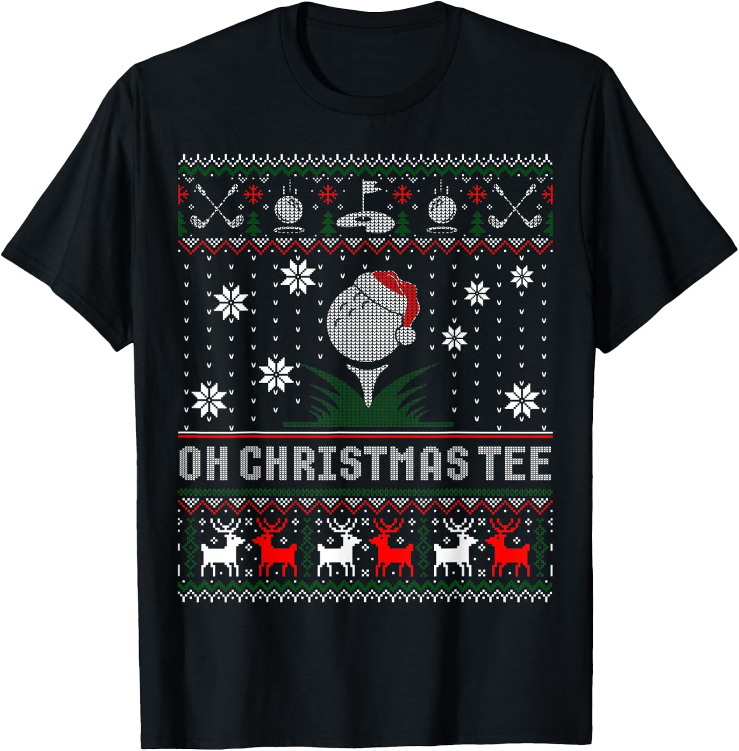 Golf Christmas Golfer Oh Christmas Ugly Sweater T-Shirt - T-Shirt | Black