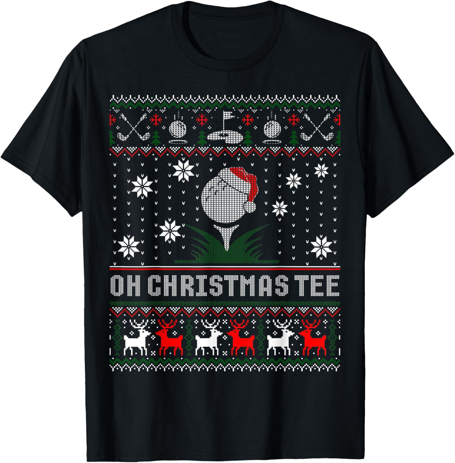 Golf Christmas Golfer Oh Christmas Ugly Sweater T-Shirt - T-Shirt | Black