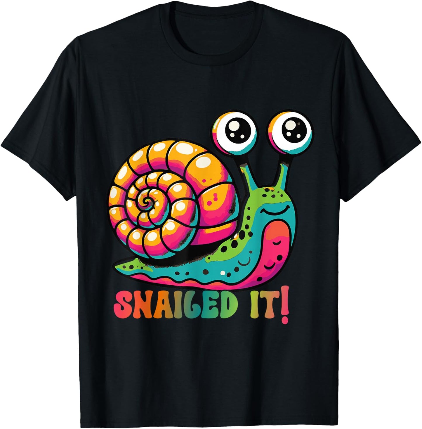 Funny Snail Snailed It! Kids Men Women - Black, Small - Short Sleeve - Modern, Cartoon, Animal Theme T-Shirt - T-Shirt | Black