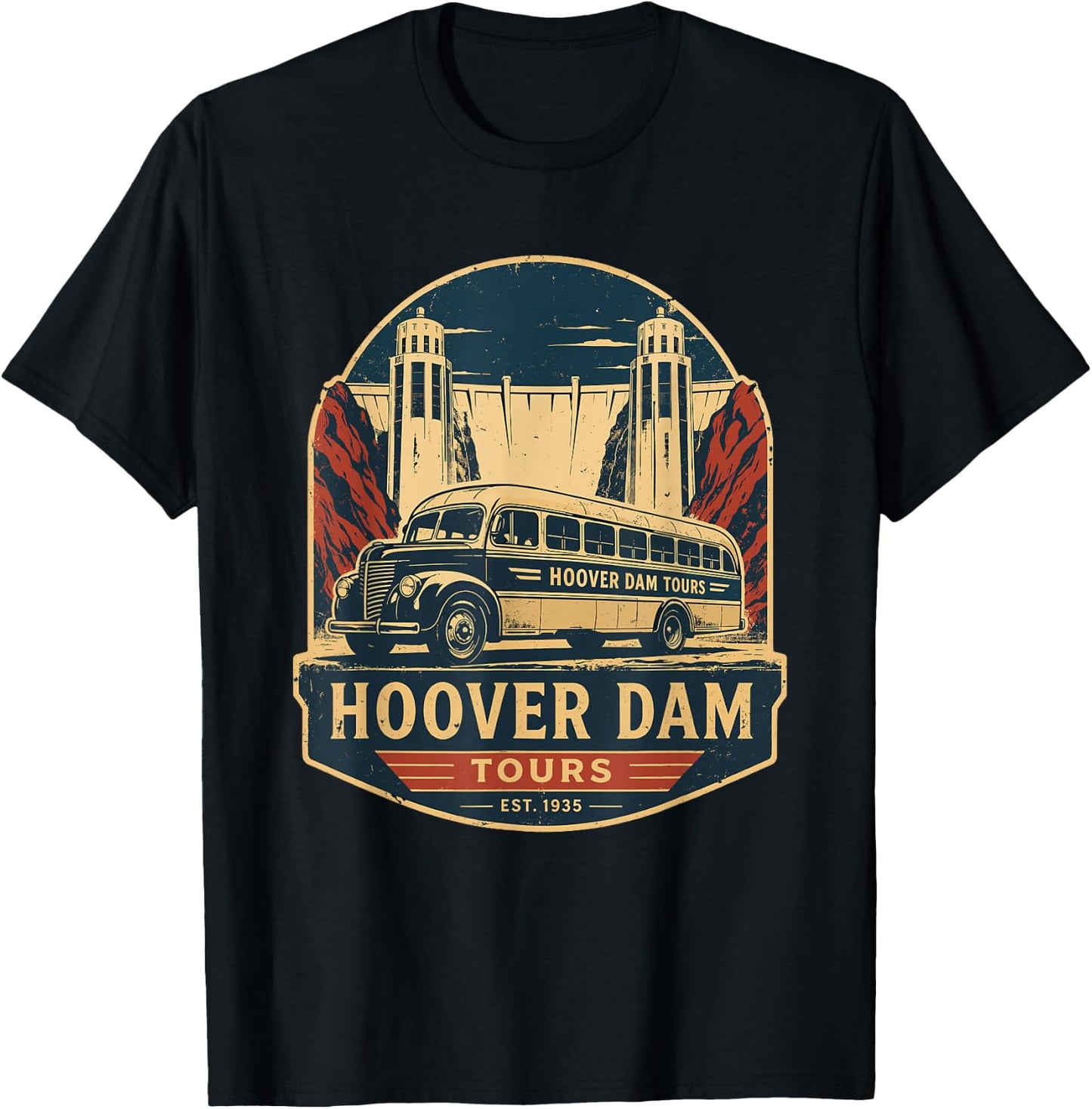 Hoover Dam Vintage Tours Bus T-Shirt - T-Shirt | Black