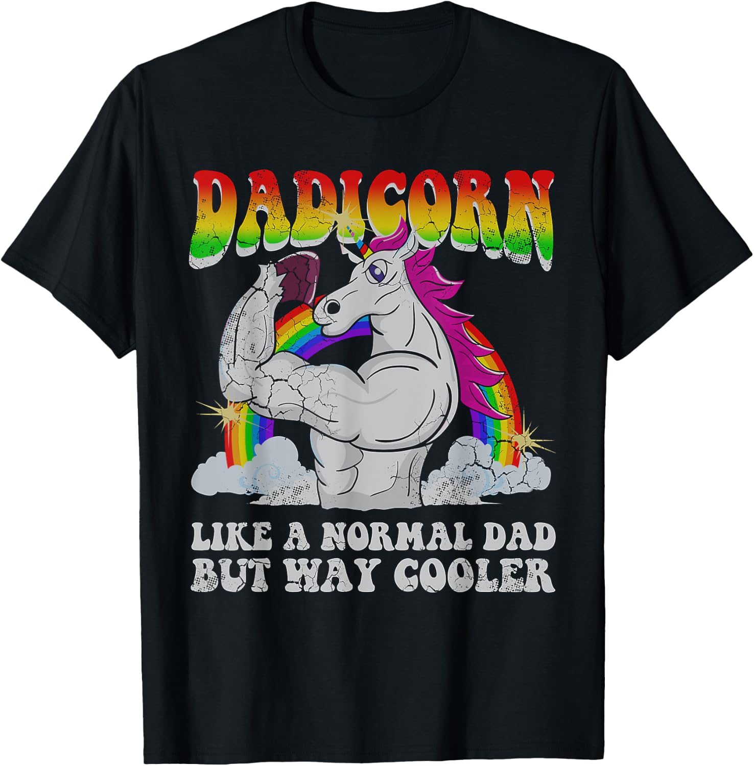 Dadicorn Unicorn Dad Funny Quotes Humor Sayings Gift T-Shirt - T-Shirt | Black
