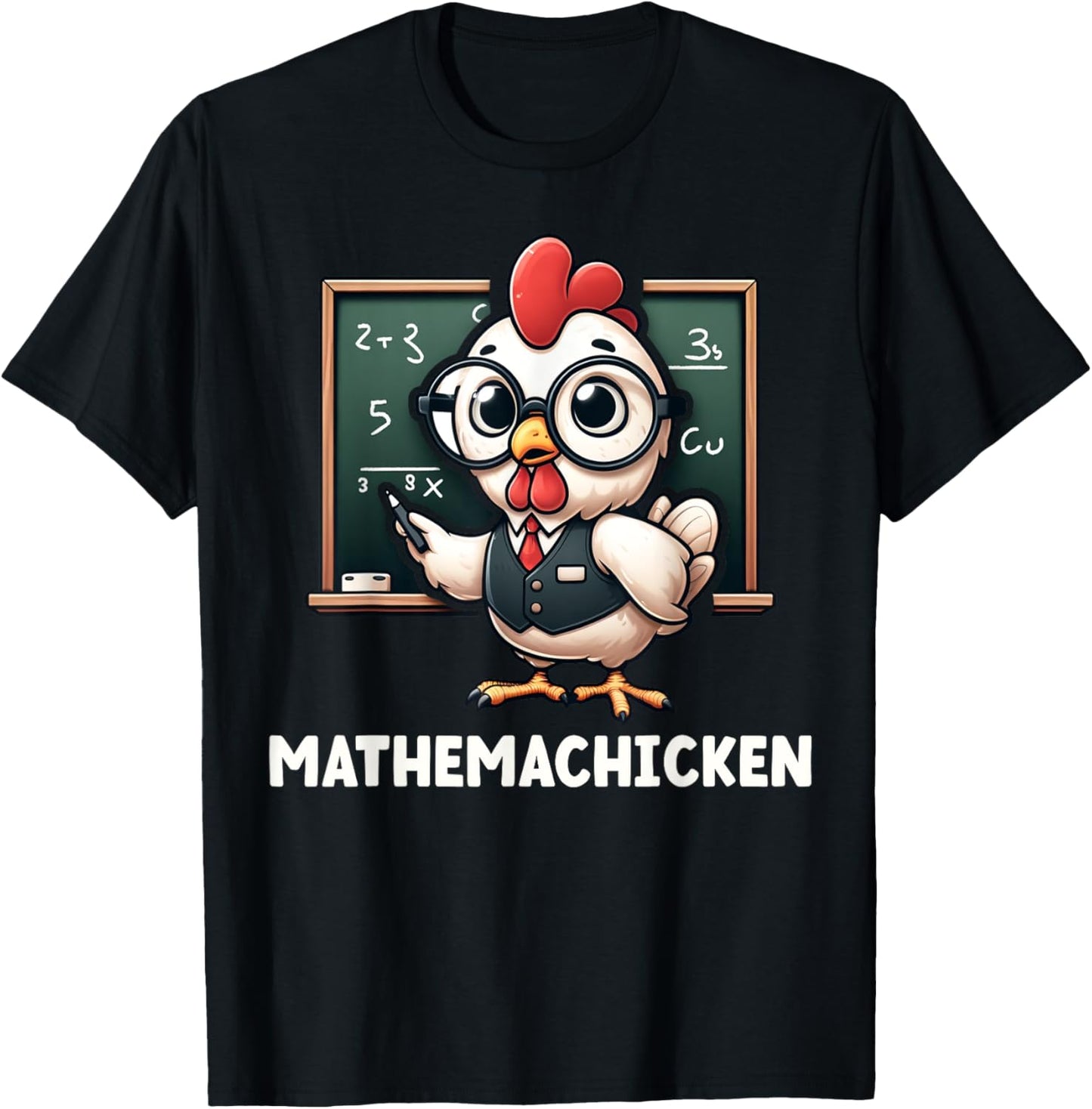 Funny Math Teacher Chicken Mathemachicken Pun T-Shirt - T-Shirt | Black