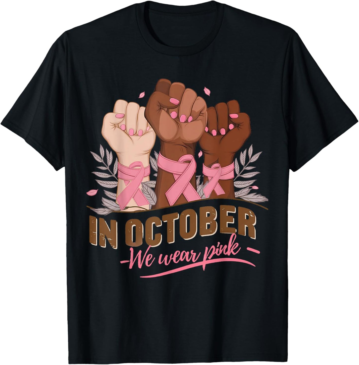October We Wear Pink Halloween Breast Cancer Awareness T-Shirt - T-Shirt | Black