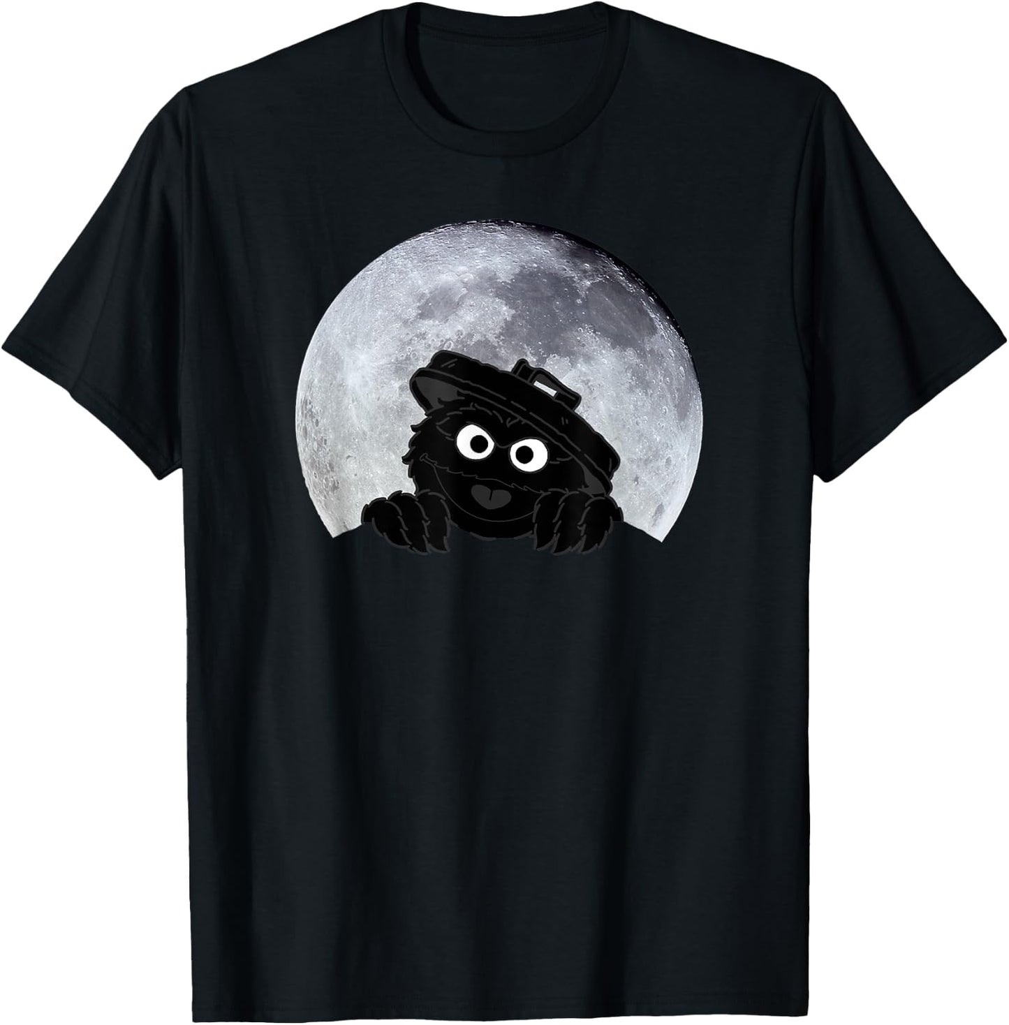 Sesame Street Oskar in Moonlight Shadow Moonnight Moon , black T-Shirt - T-Shirt | Black