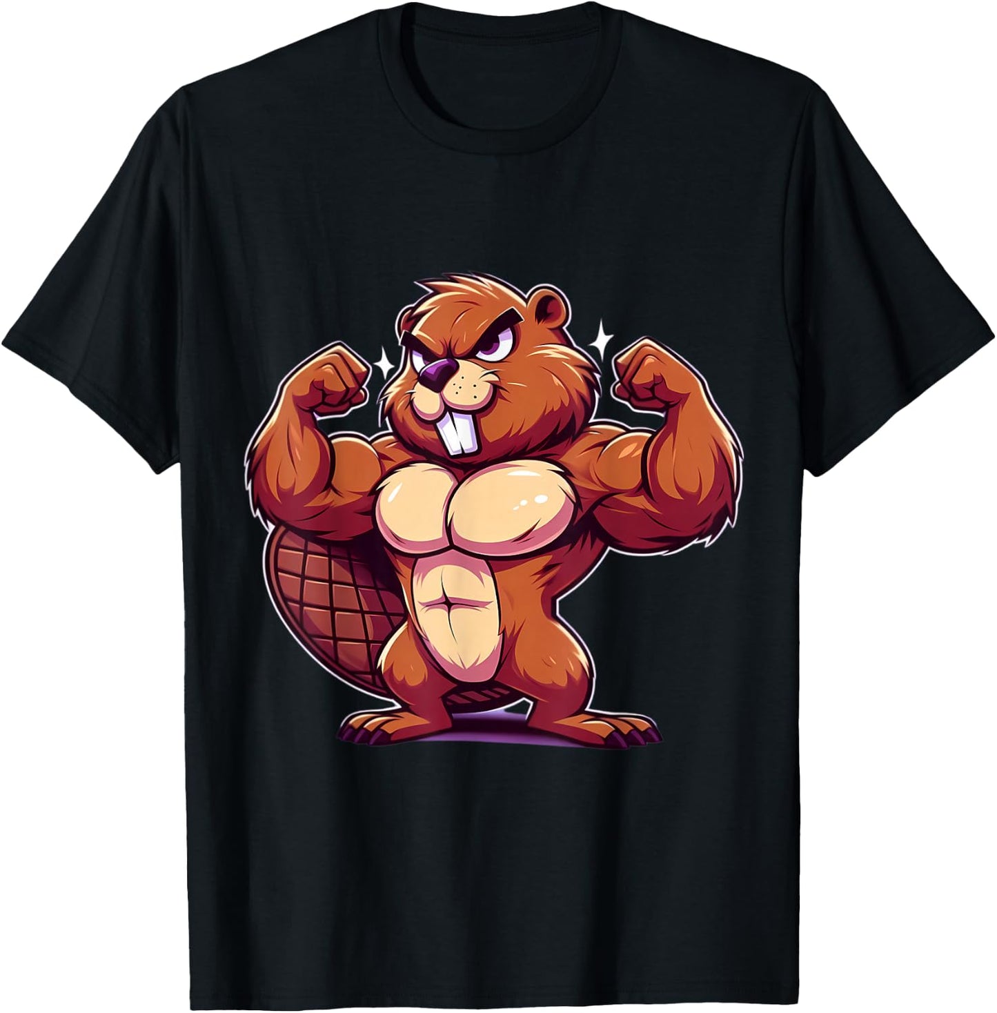 Beaver Flexing Muscles Fan Lover Bodybuilding Gym Workout T-Shirt - T-Shirt | Black