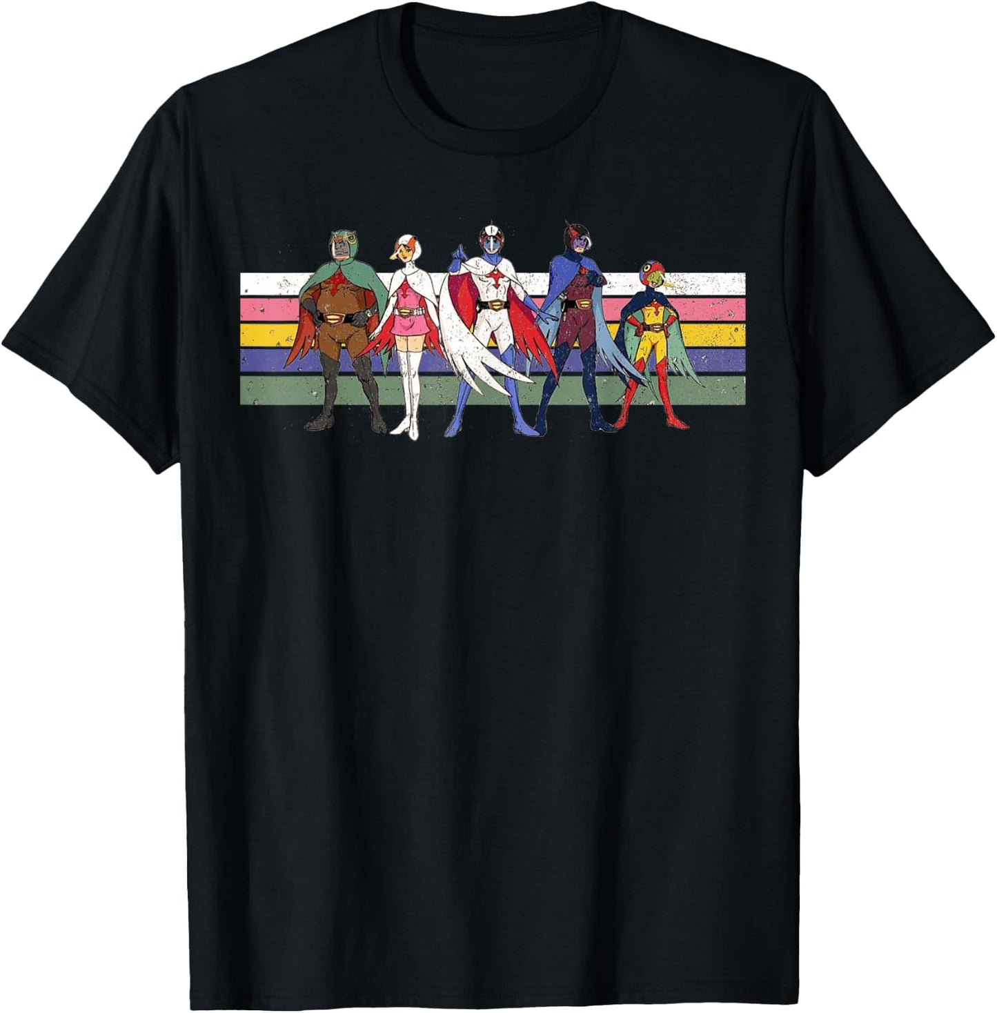 Battle of the planets G Force Retro Colour Stripe T-Shirt - T-Shirt | Black