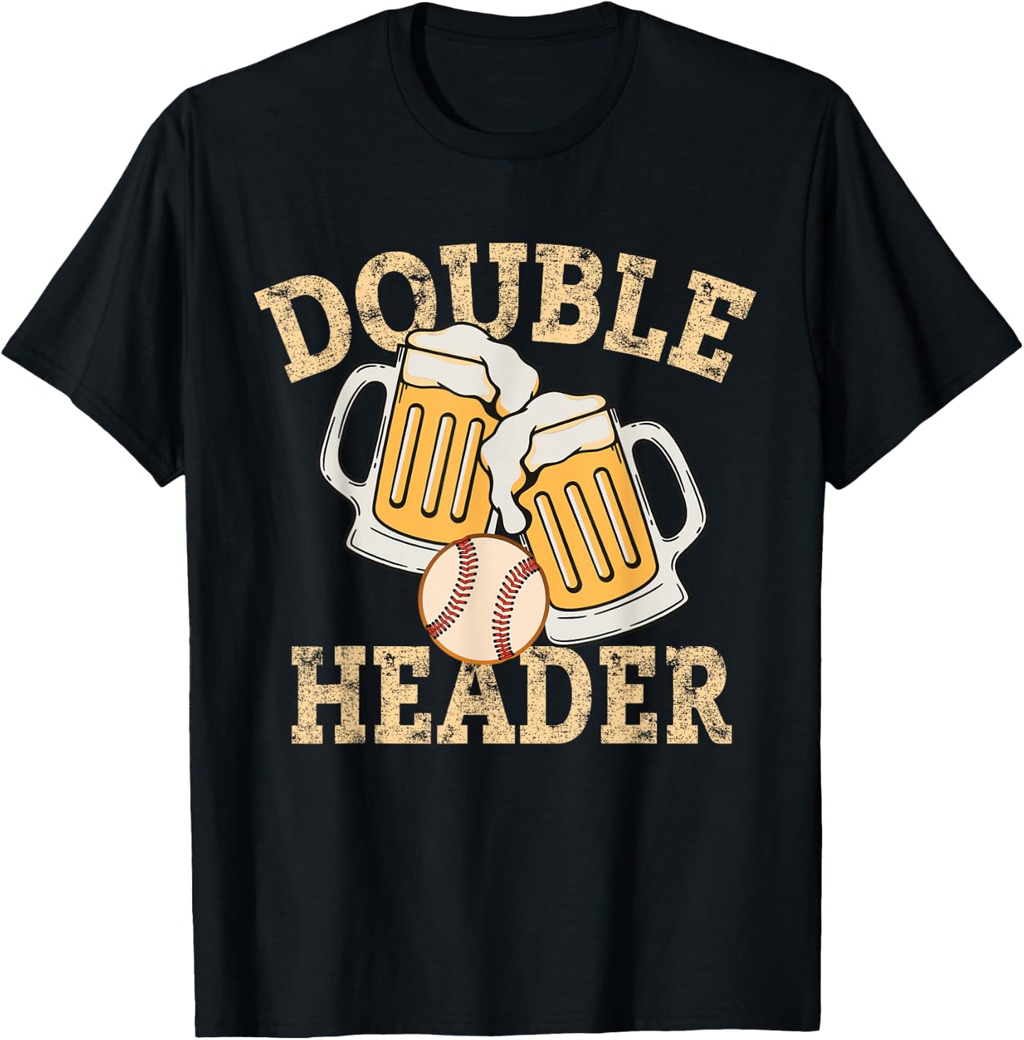 Baseball Double Header s Lucky Baseball T-Shirt - T-Shirt | Black