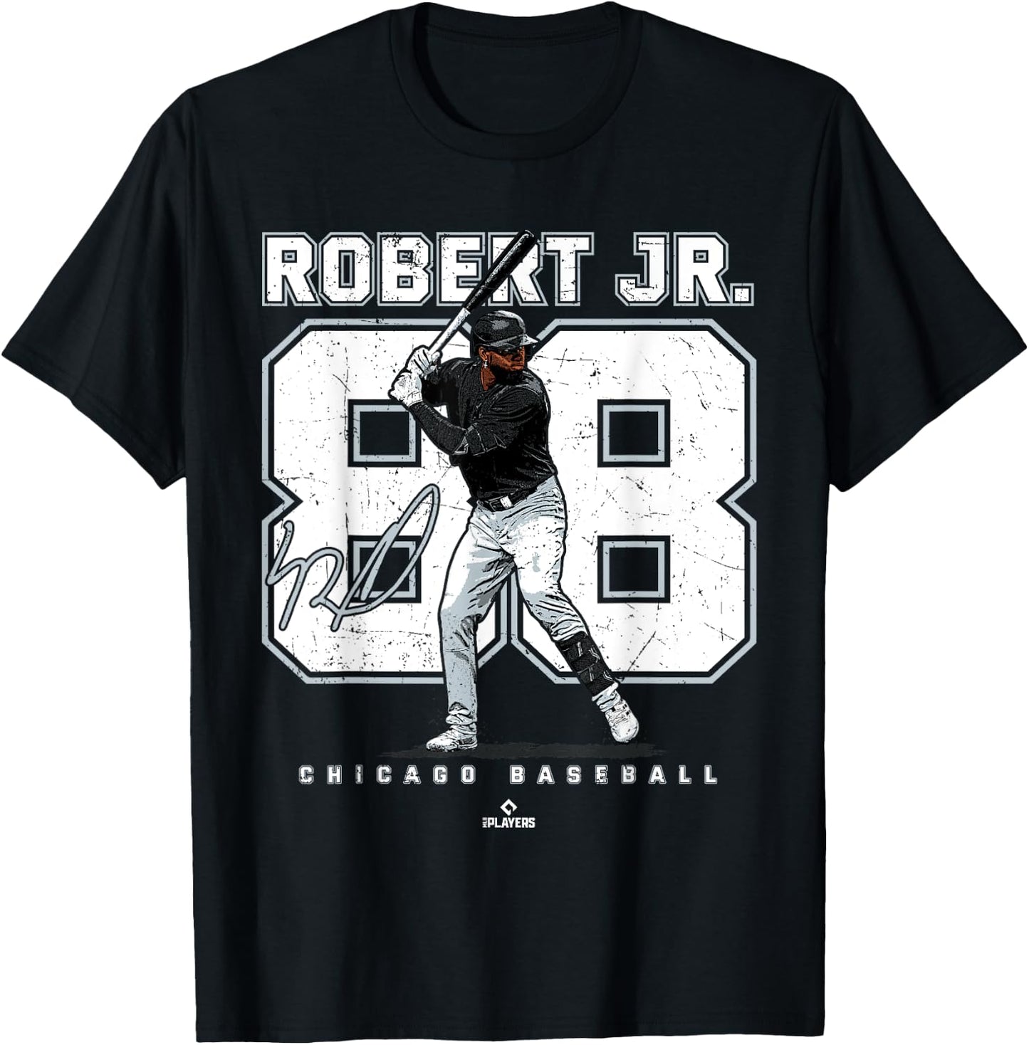 Number and Portrait Luis Robert Jr Chicago MLBPA T-Shirt - T-Shirt | Black