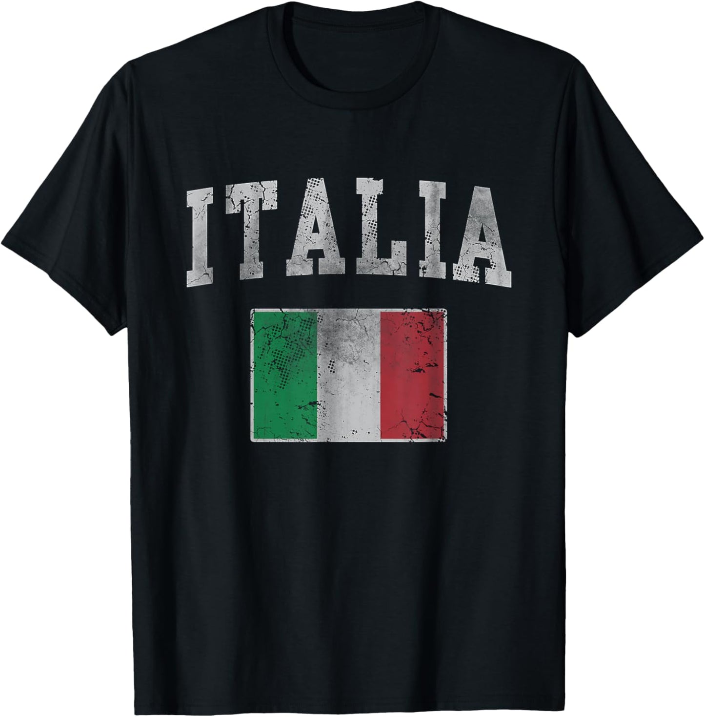 Vintage Italia Italian Flag Italy Men Women Kids Youth T-Shirt - T-Shirt | Black